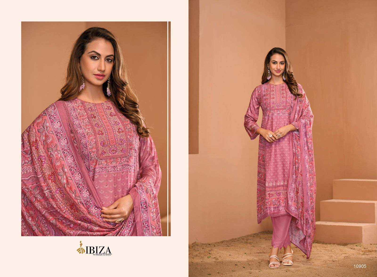 IBIZA ZOHRA MUSLIN FANCY HAND WORK DESIGNER SUIT