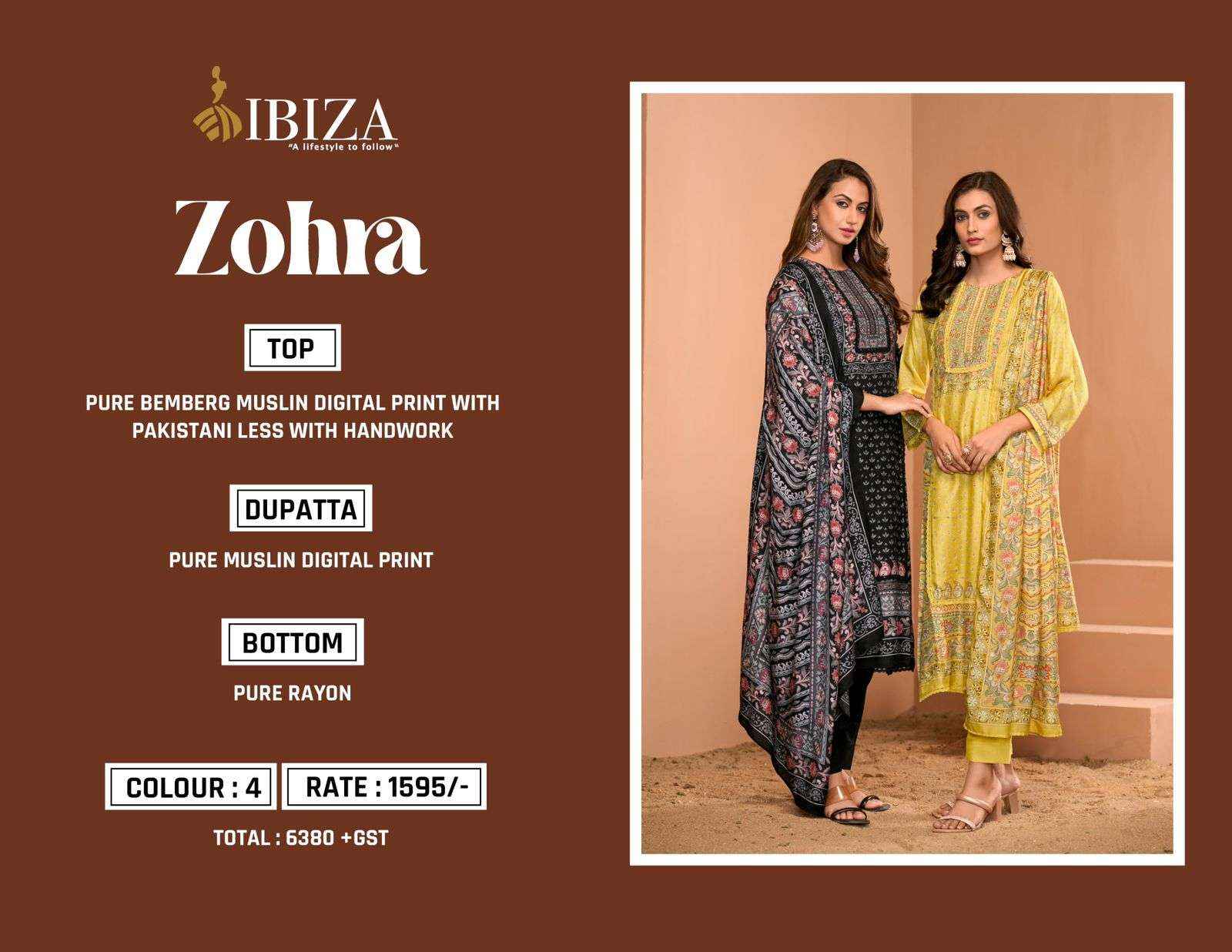 IBIZA ZOHRA MUSLIN FANCY HAND WORK DESIGNER SUIT