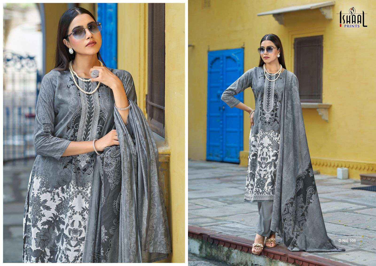 ISHAAL PRINTS MAIRA VOL 1 LAWN COTTON FANCY EMBROIDERY WORK SUIT ( 10 PCS CATALOG )