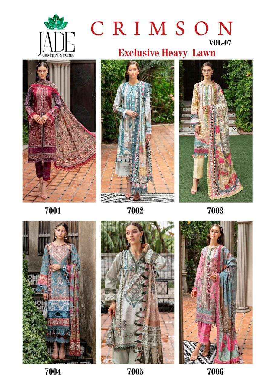 JADE CRIMSON EXCLUSIVE HEAVY LAWN COLLECTION VOL 7 COTTON SALWAR SUIT ( 6 PCS CATALOG )