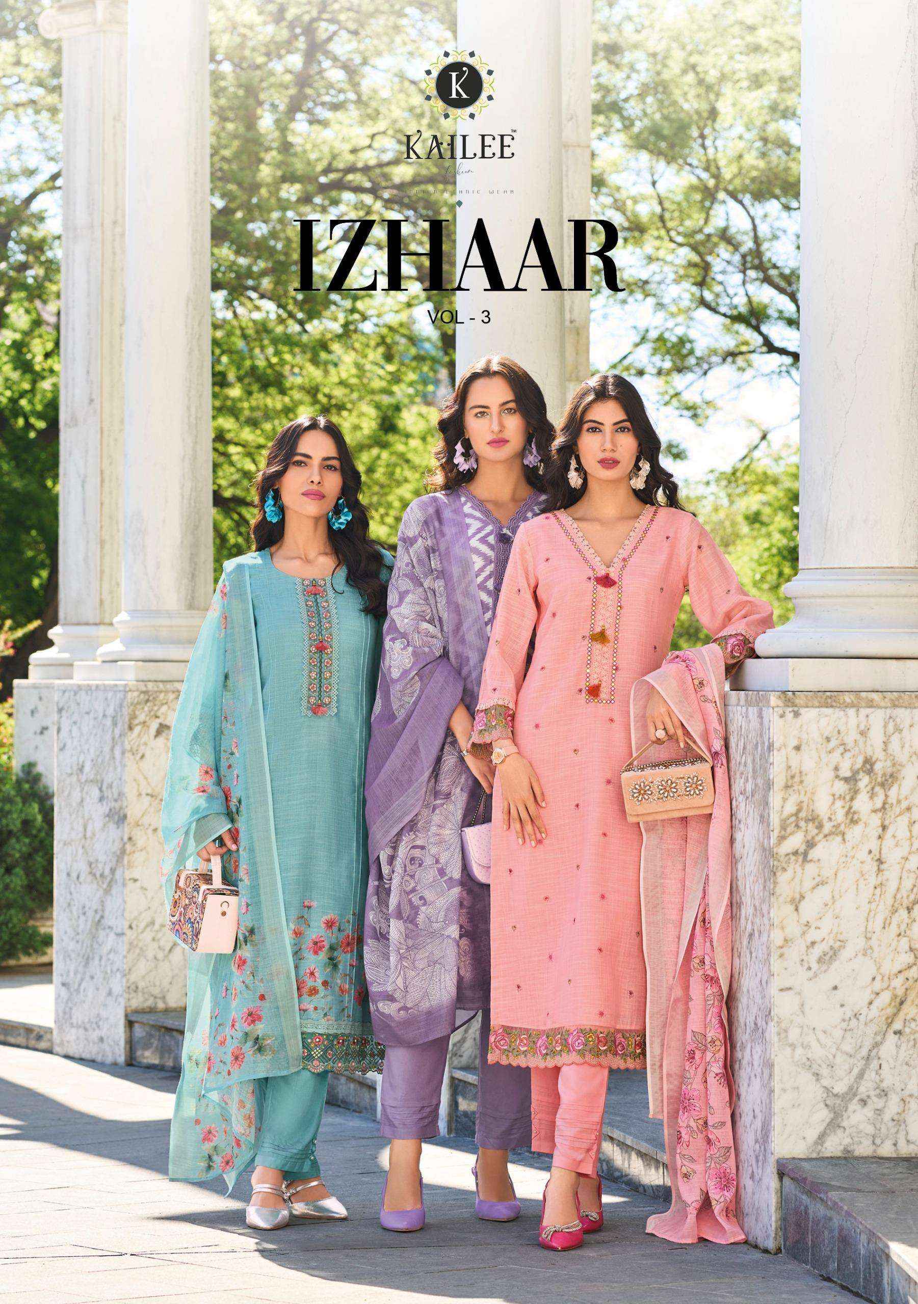 KAILEE FASHION IZHAAR VOL 3 LINEN DESIGNER KURTIS ( 6 PCS CATALOG )