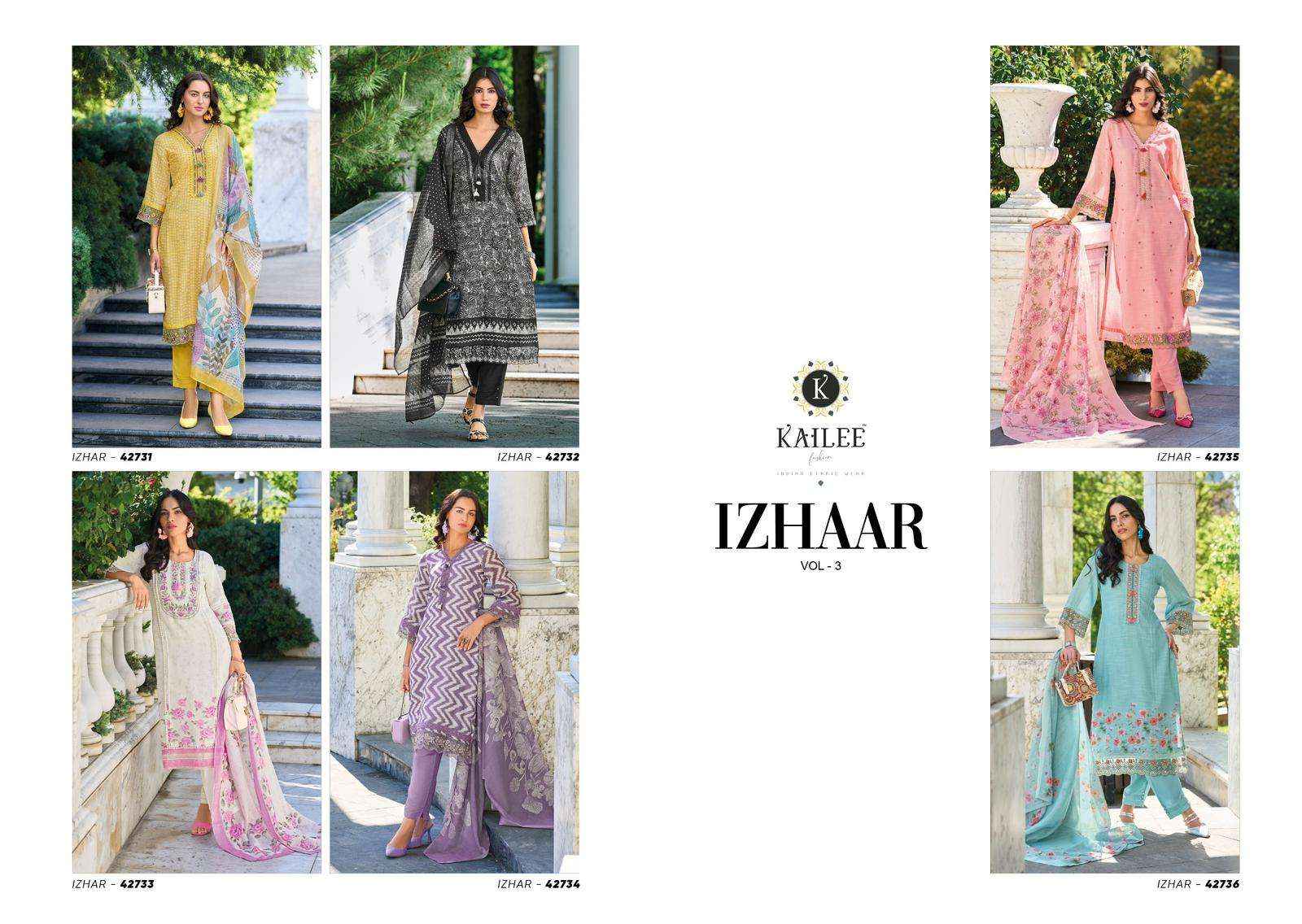 KAILEE FASHION IZHAAR VOL 3 LINEN DESIGNER KURTIS ( 6 PCS CATALOG )