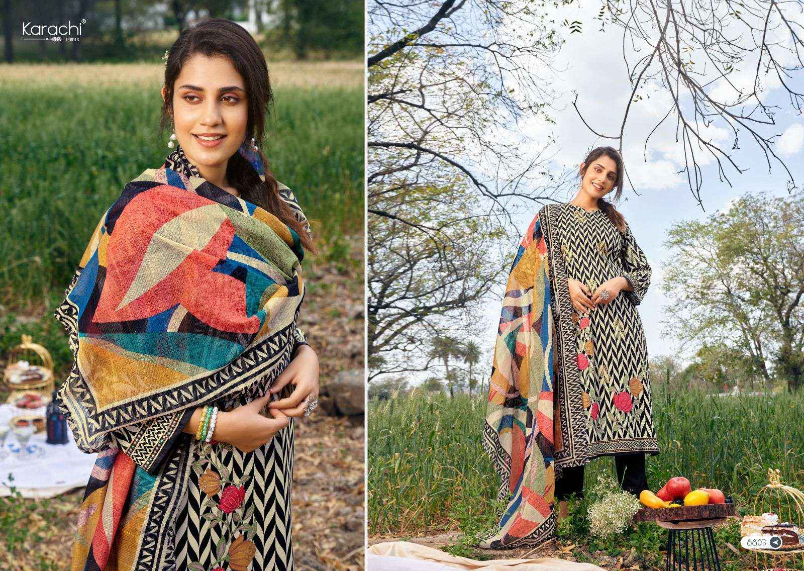 Karachi Prints Kesar Alfaaz Digital Pakistani Designer Suits ( 4 Pcs Catalog ) 