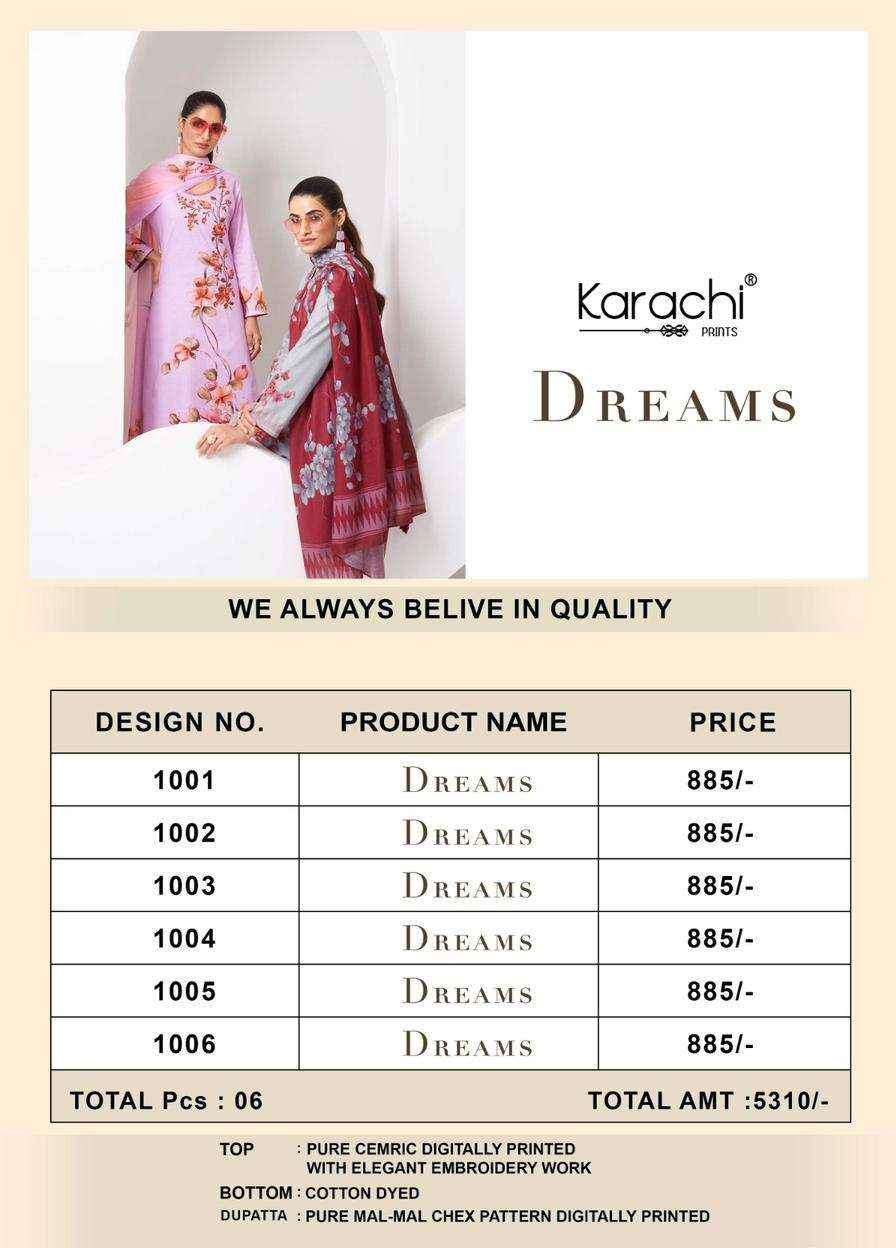 KESAR KARACHI PRINTS DREAMS LAWN COTTON SALWAR KAMEEZ ( 6 PCS CATALOG )