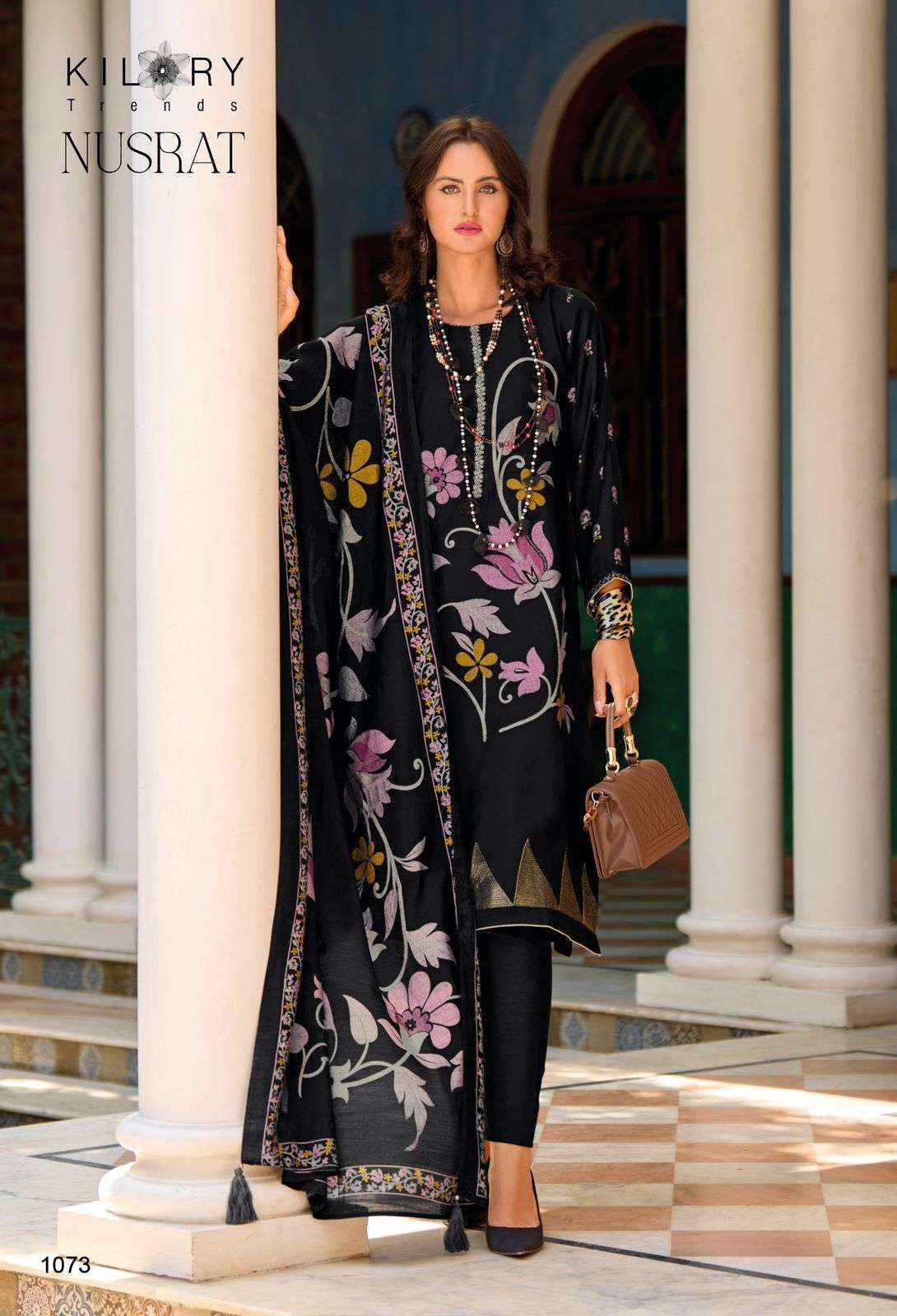 KILORY TRENDZ NUSRAT VISCOSE FANCY EMBROIDERY DRESS MATERIAL ( 4 PCS CATALOG )