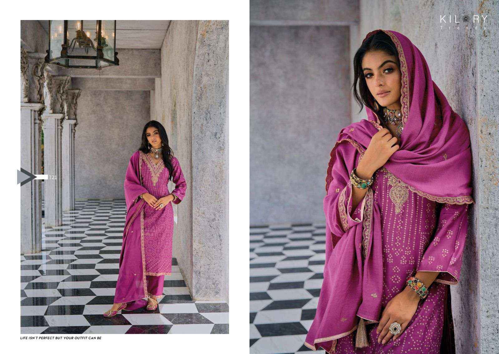 KILORY TRENDZ SILK OF BANDHEJ VOL 2 JAM SILK FANCY WORK SUIT ( 8 pcs catalog )