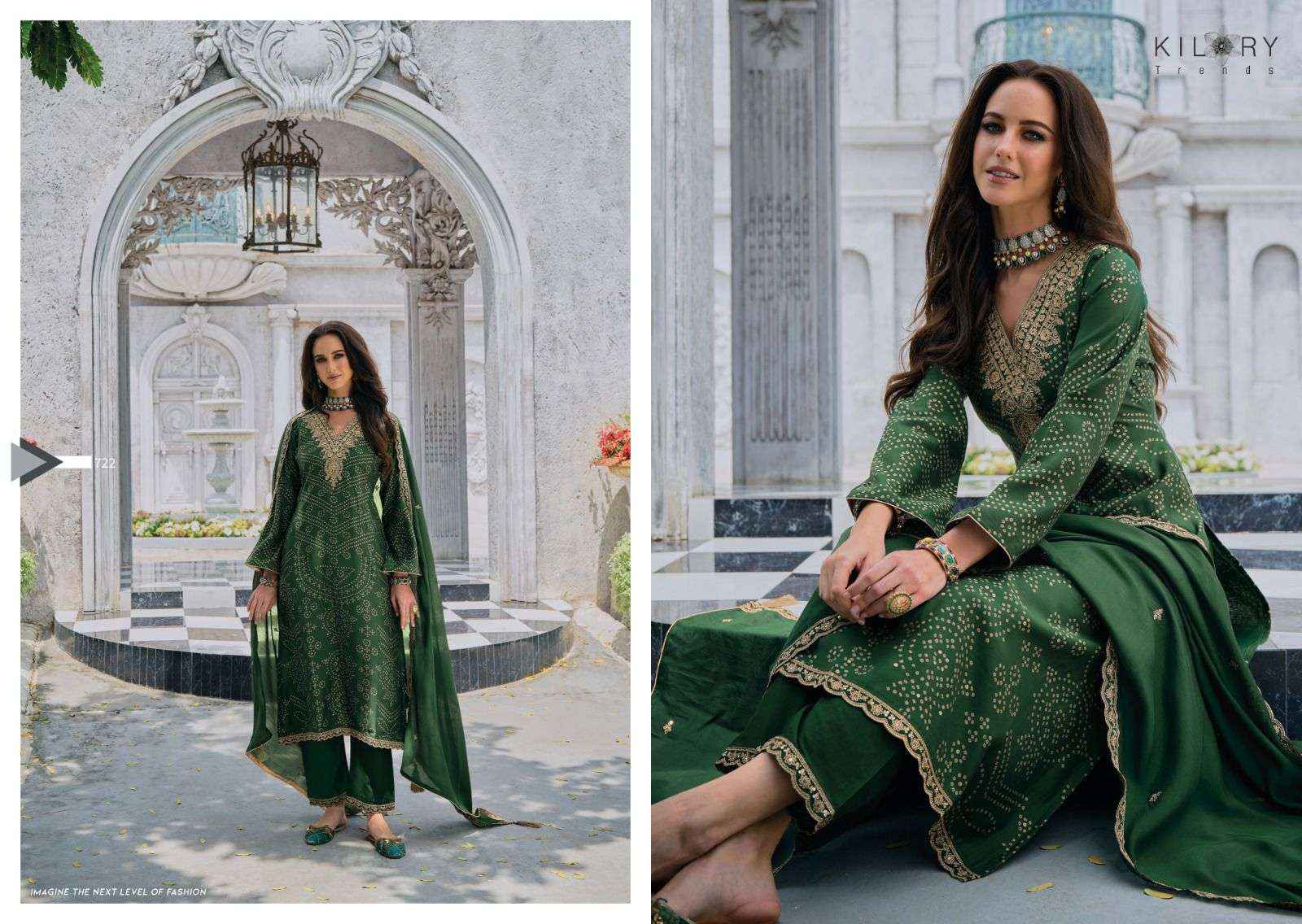 KILORY TRENDZ SILK OF BANDHEJ VOL 2 JAM SILK FANCY WORK SUIT ( 8 pcs catalog )