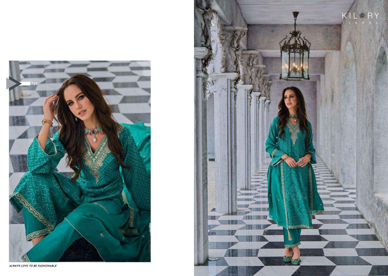 KILORY TRENDZ SILK OF BANDHEJ VOL 2 JAM SILK FANCY WORK SUIT ( 8 pcs catalog )