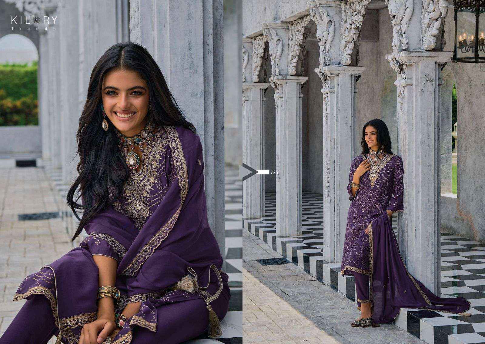KILORY TRENDZ SILK OF BANDHEJ VOL 2 JAM SILK FANCY WORK SUIT ( 8 pcs catalog )