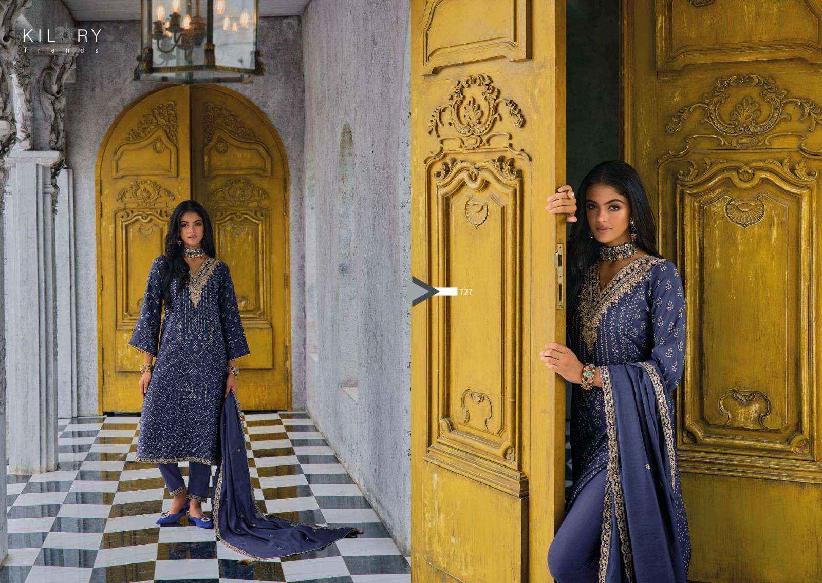 KILORY TRENDZ SILK OF BANDHEJ VOL 2 JAM SILK FANCY WORK SUIT ( 8 pcs catalog )