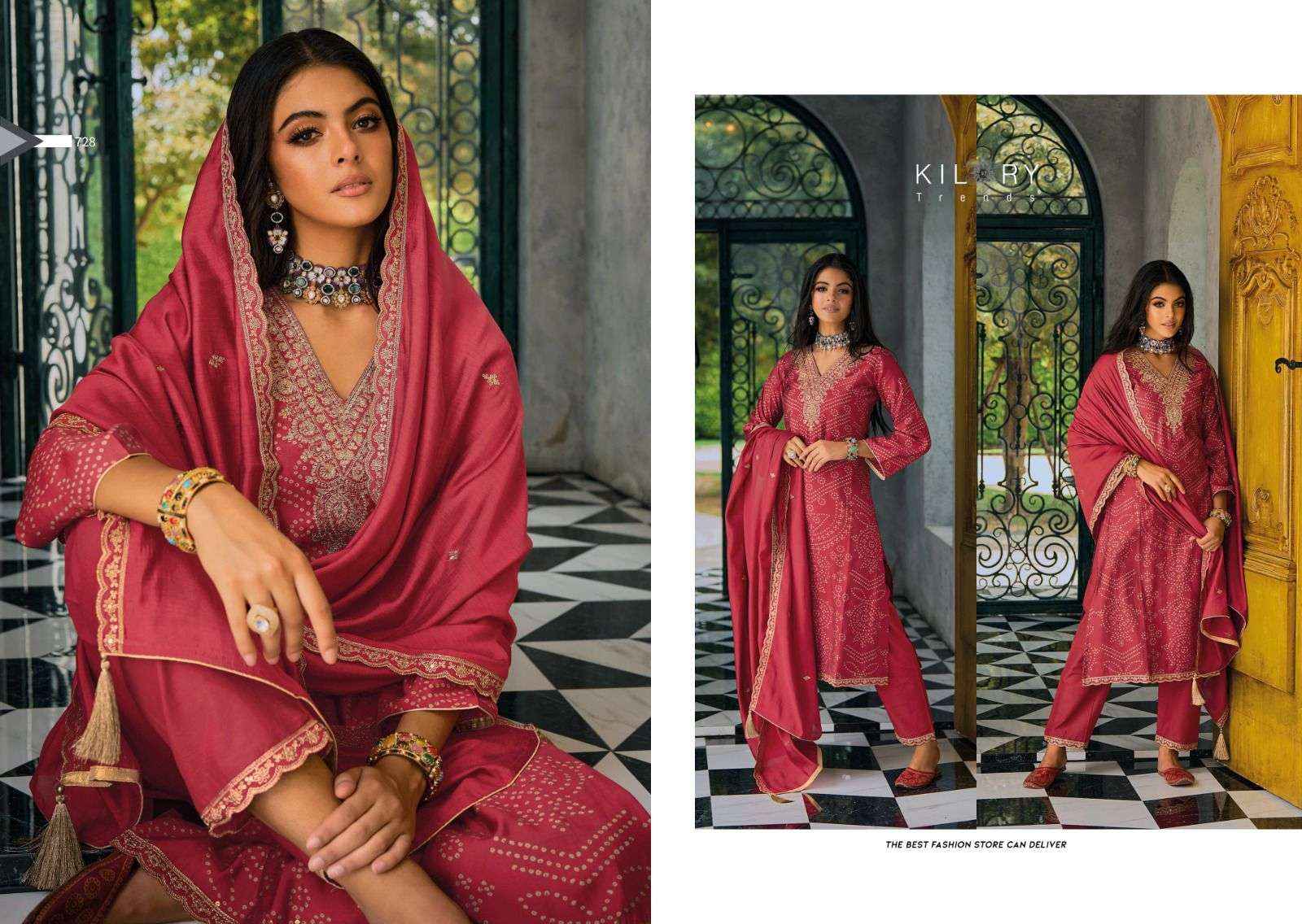 KILORY TRENDZ SILK OF BANDHEJ VOL 2 JAM SILK FANCY WORK SUIT ( 8 pcs catalog )