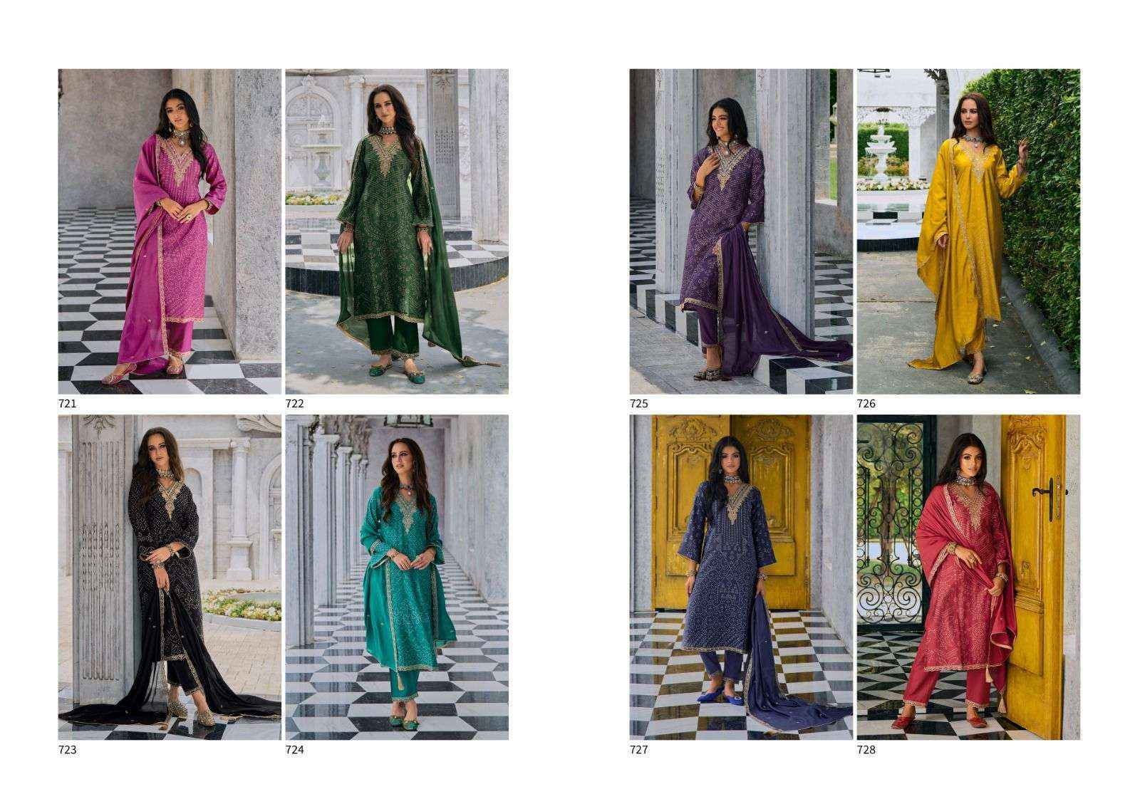KILORY TRENDZ SILK OF BANDHEJ VOL 2 JAM SILK FANCY WORK SUIT ( 8 pcs catalog )