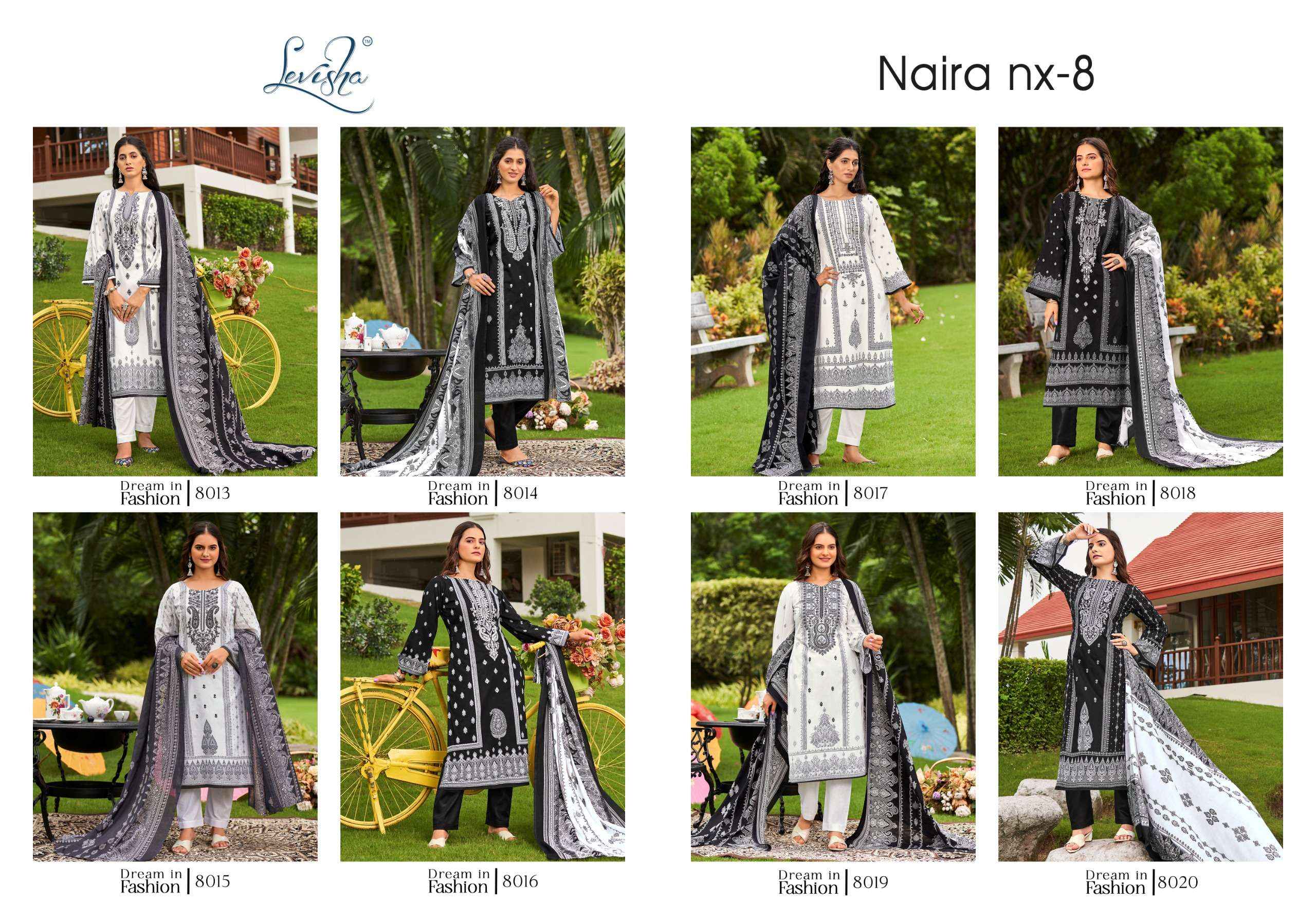 LEVISHA NAIRA NX VOL 8 COTTON DESIGNER DRESS MATERIAL ( 8 PCS CATALOG )