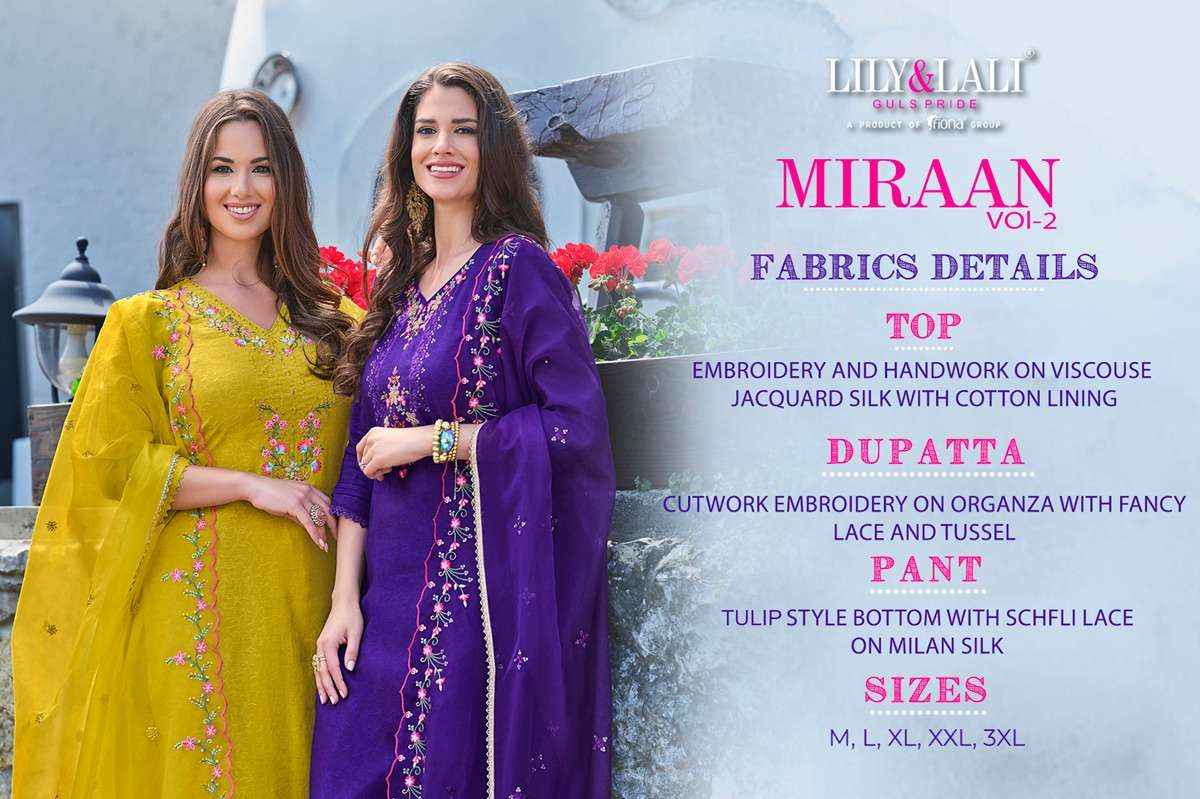 LILY AND LALI MIRAAN VOL 2 VISCOSE SILK BEAUTIFUL DESIGNER SUIT ( 6 PCS CATALOG )