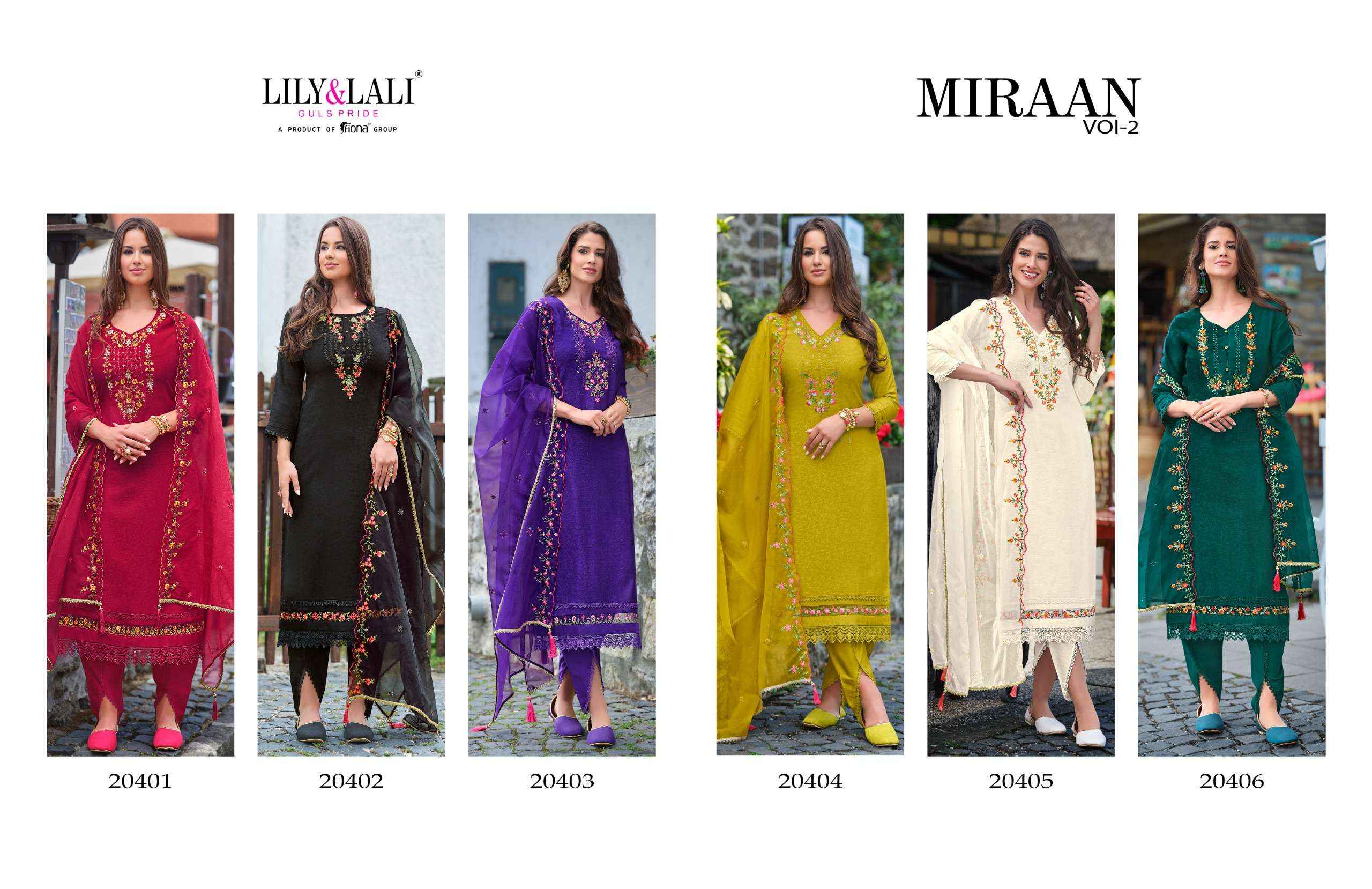 LILY AND LALI MIRAAN VOL 2 VISCOSE SILK BEAUTIFUL DESIGNER SUIT ( 6 PCS CATALOG )