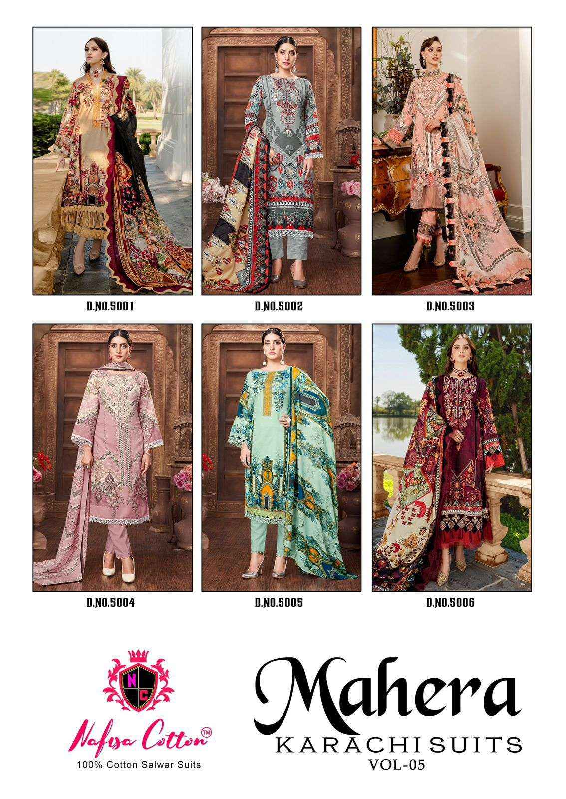 NAFISA COTTON MAHERA KARACHI SUITS VOL 5 COTTON DIGITAL PRINT SUIT ( 6 pcs catalog )