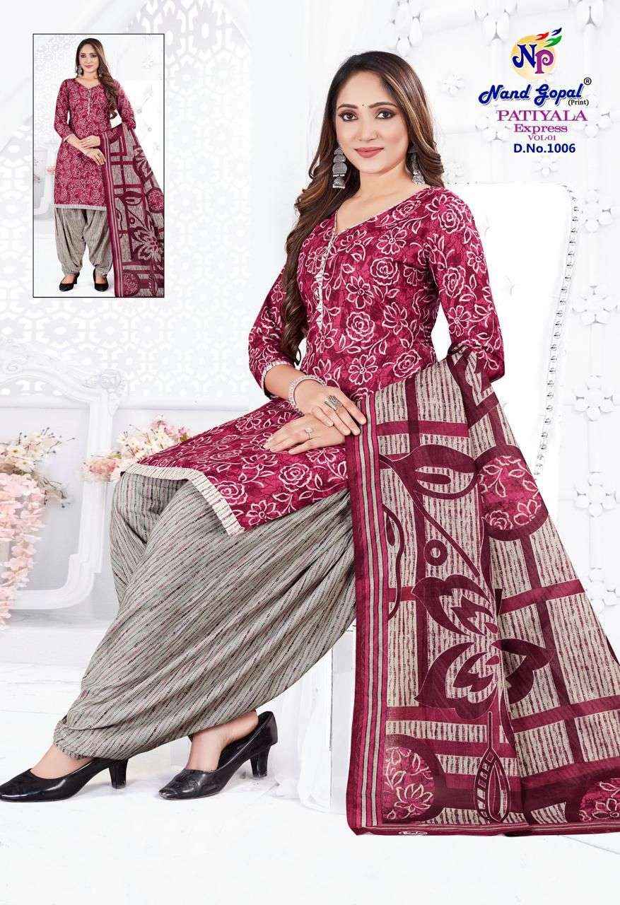 NAND GOPAL PATIYALA EXPRESS VOL 1 COTTON DRESS MATERIAL ( 12 PCS CATALOG )