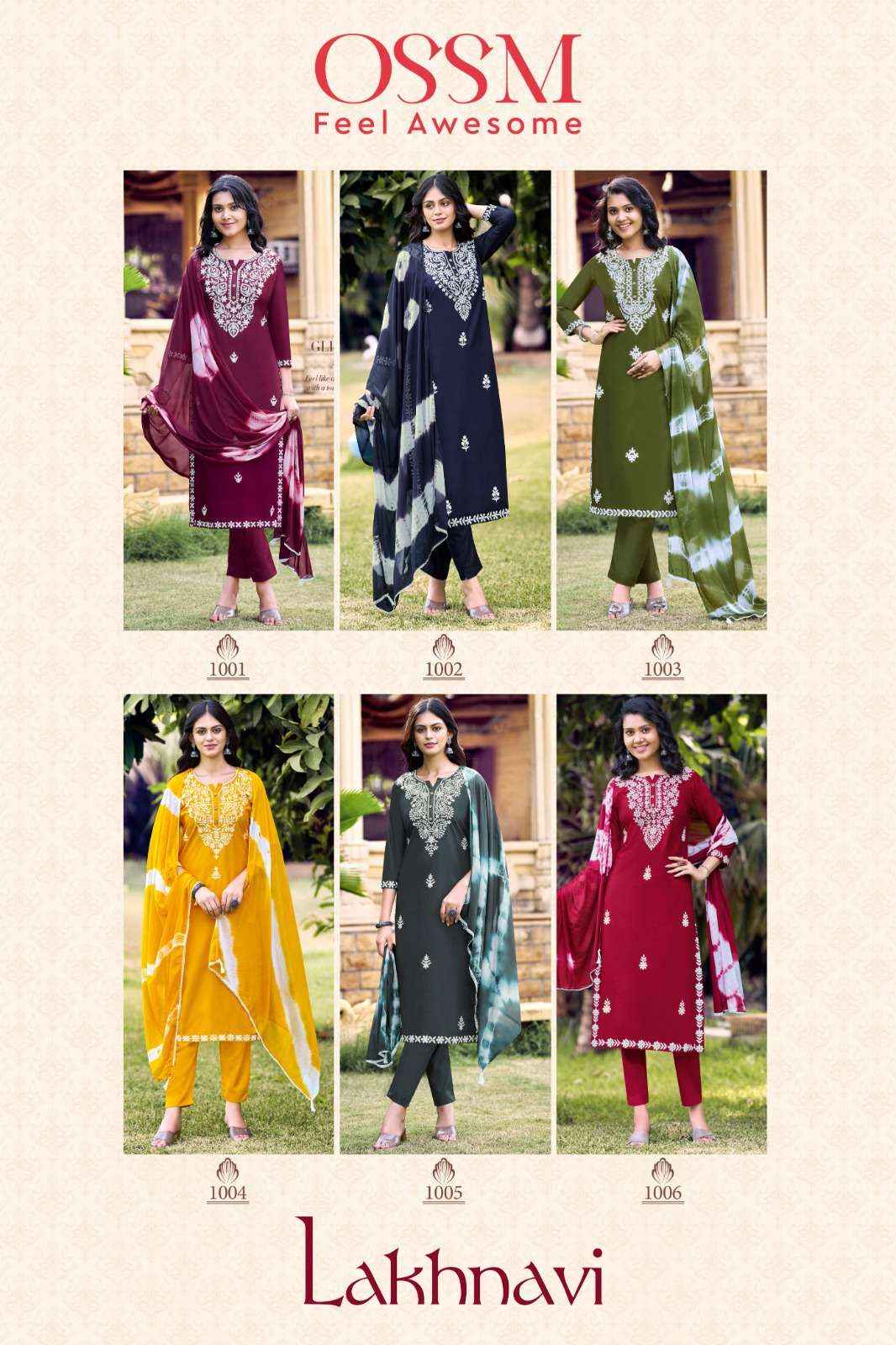 Ossm Lakhnavi Readymade Fancy Kurti Pant Dupatta Sets Catalog Dealer ( 6 pcs catalog )