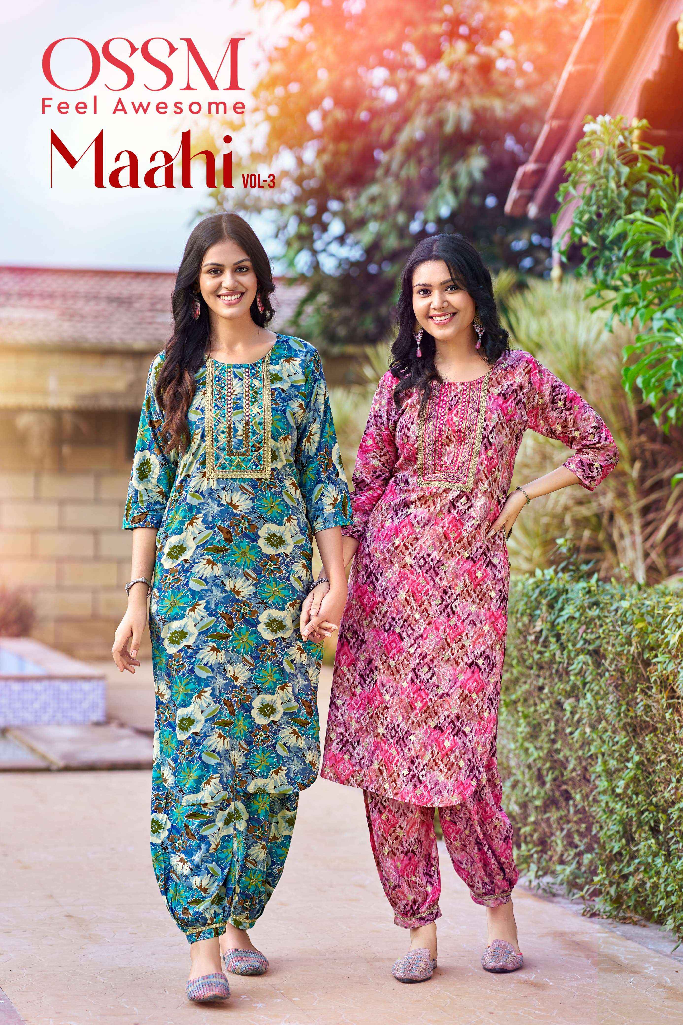 OSSM MAAHI VOL 3 RAYON AFGHANI READYMADE SUITS ( 6 PCS CATALOG )