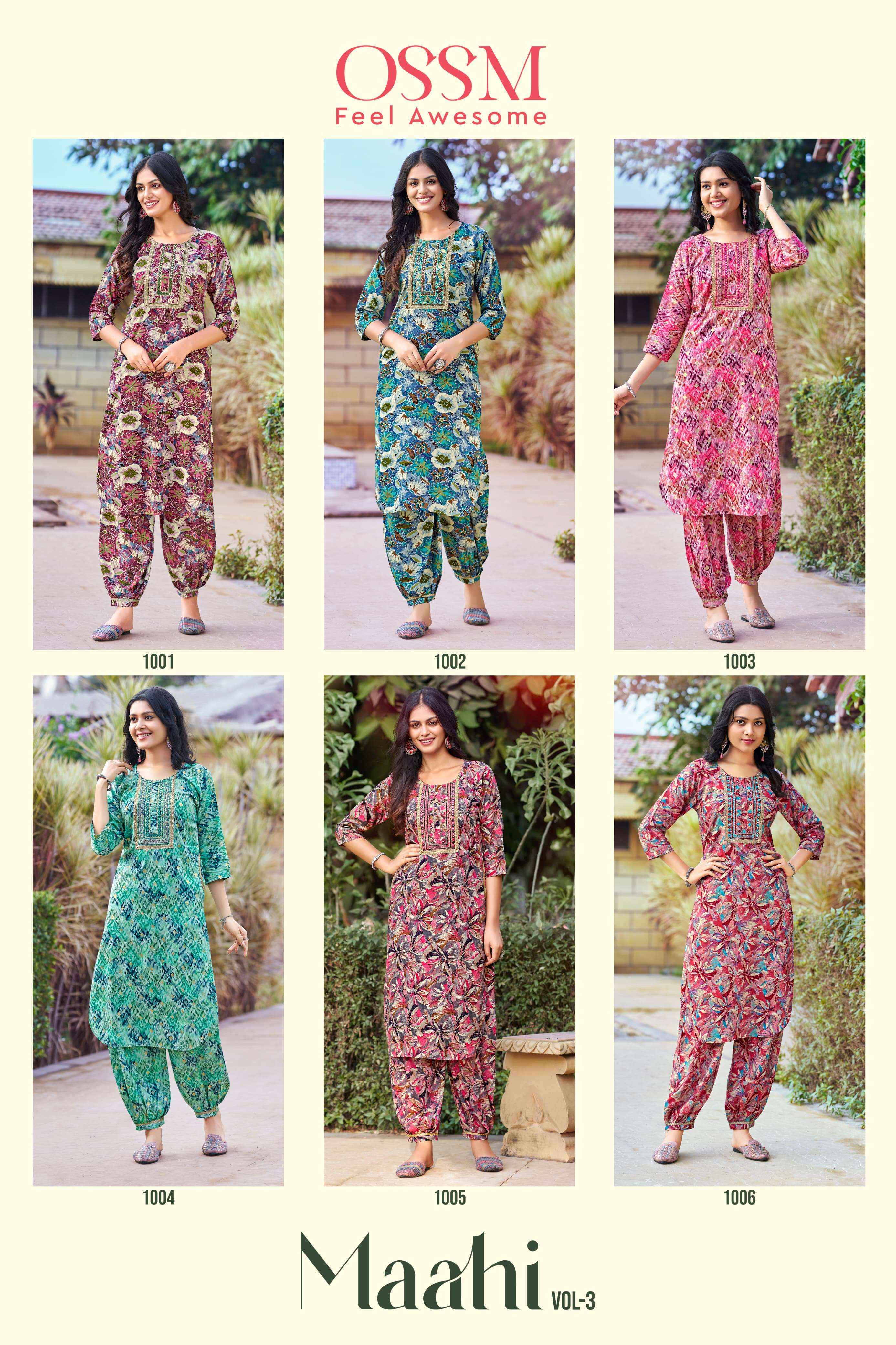 OSSM MAAHI VOL 3 RAYON AFGHANI READYMADE SUITS ( 6 PCS CATALOG )