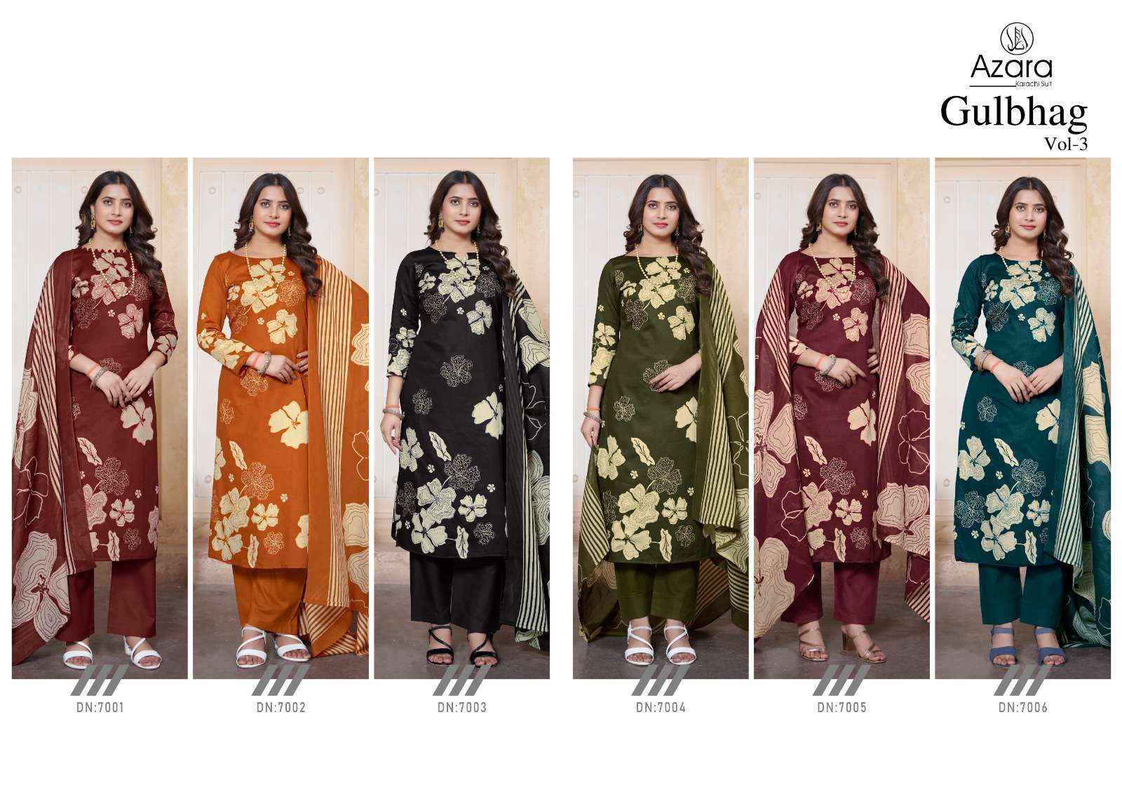 RADHIKA FASHION AZARA GULBAGH VOL 3 JAM COTTON DRESS MATERIAL ( 6 PCS CATALOG )