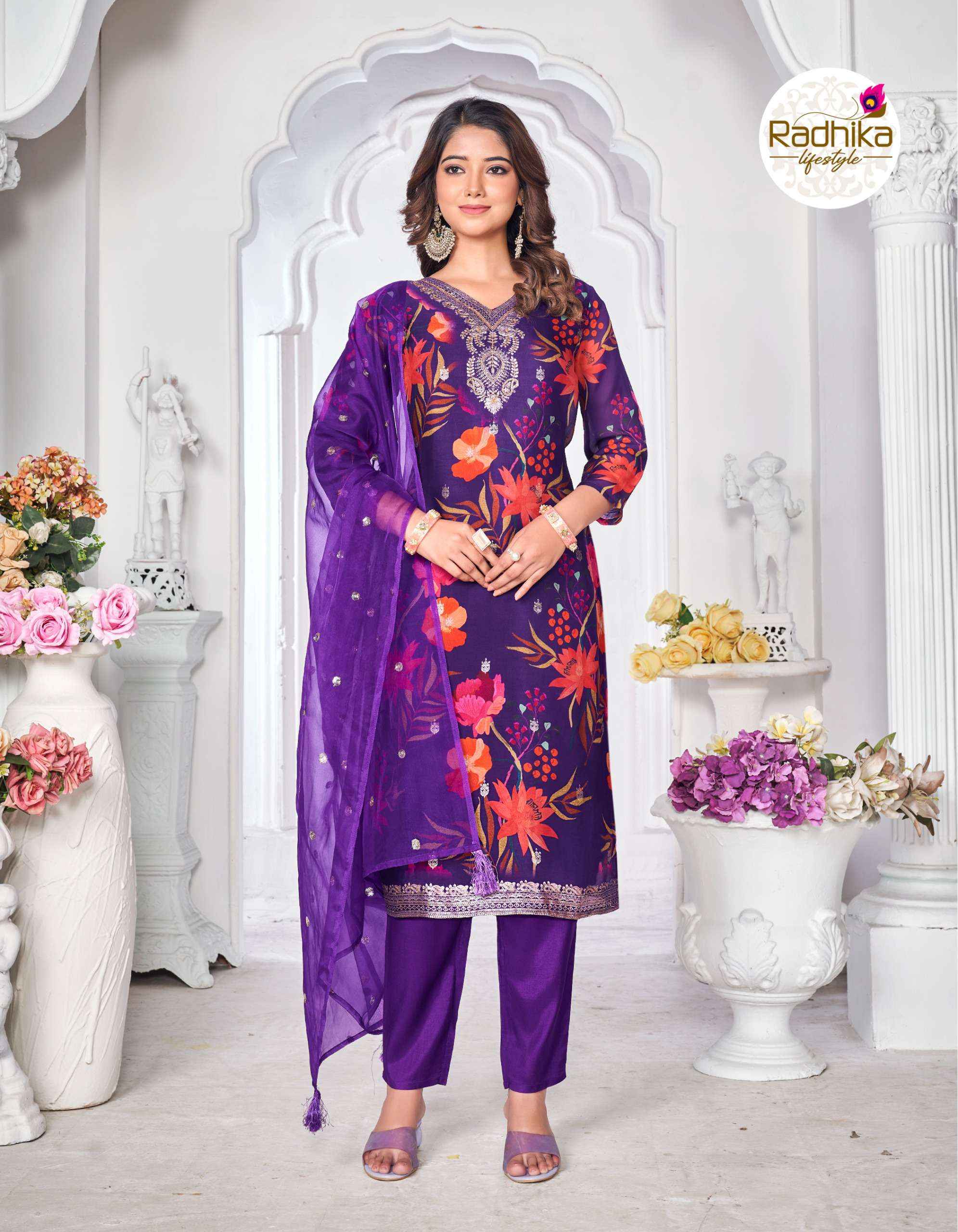 RADHIKA LIFE STYLE GÜLNAZ VOL 3 ORGANZA SILK DESIGNER SUIT ( 6 PCS CATALOG )