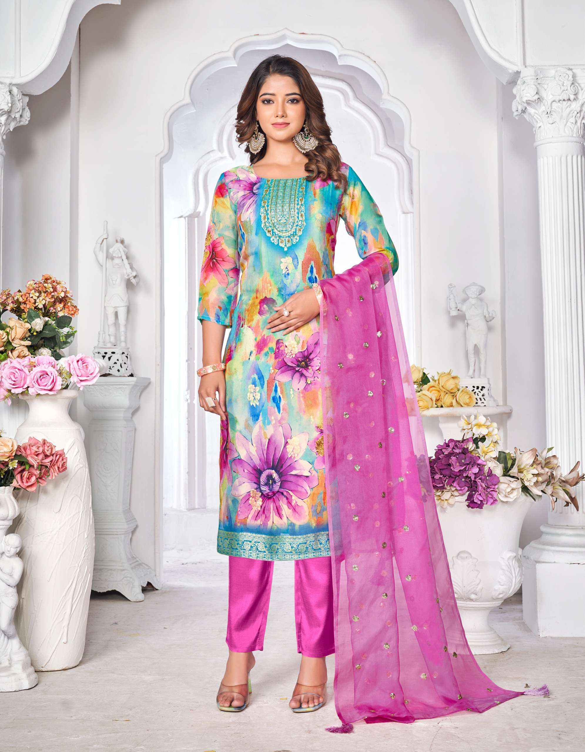 RADHIKA LIFE STYLE GÜLNAZ VOL 3 ORGANZA SILK DESIGNER SUIT ( 6 PCS CATALOG )