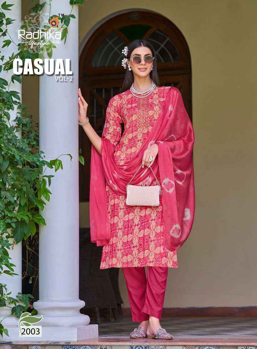 RADHIKA LIFESTYLE CASUAL VOL 2 RAYON PRINT FANCY LADIES KURTI COMBO SET ( 6 PCS CATALOG )