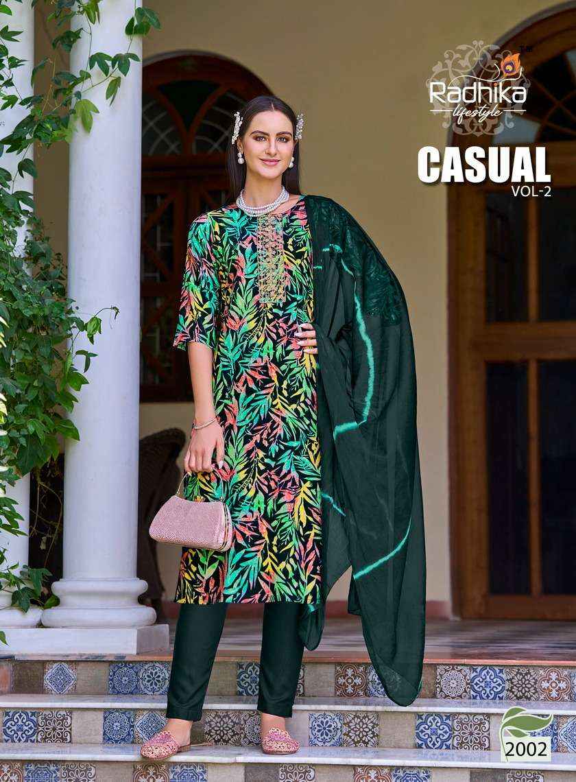 RADHIKA LIFESTYLE CASUAL VOL 2 RAYON PRINT FANCY LADIES KURTI COMBO SET ( 6 PCS CATALOG )