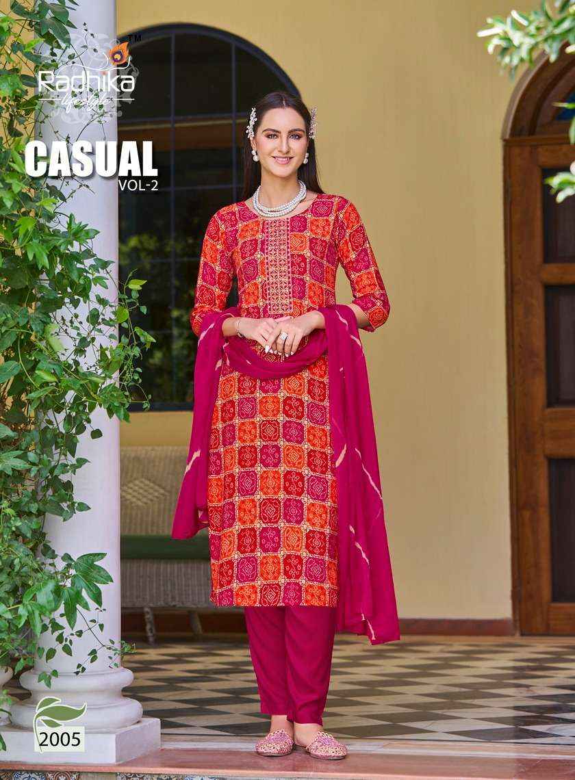 RADHIKA LIFESTYLE CASUAL VOL 2 RAYON PRINT FANCY LADIES KURTI COMBO SET ( 6 PCS CATALOG )