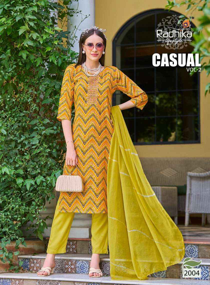 RADHIKA LIFESTYLE CASUAL VOL 2 RAYON PRINT FANCY LADIES KURTI COMBO SET ( 6 PCS CATALOG )