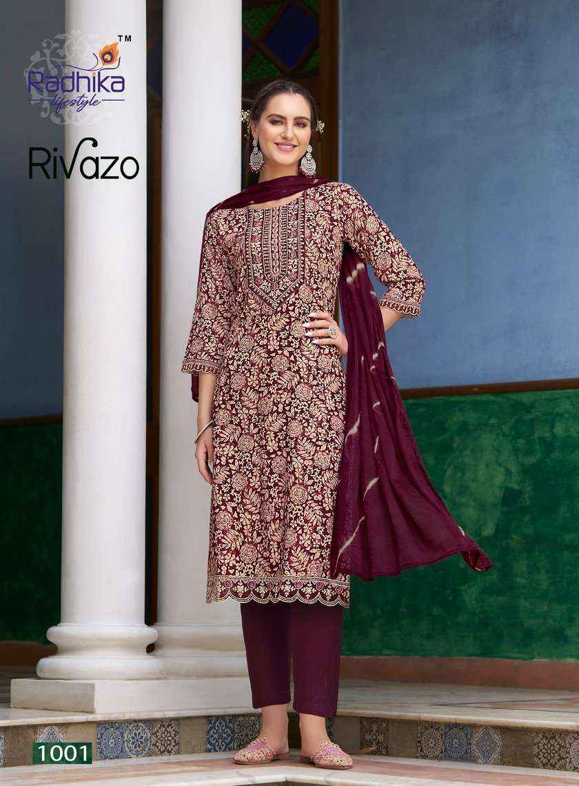 RADHIKA LIFESTYLE RIVAZO VOL 1 RAYON DESIGNER KURTI COMBO SET ( 6 PCS CATALOG )