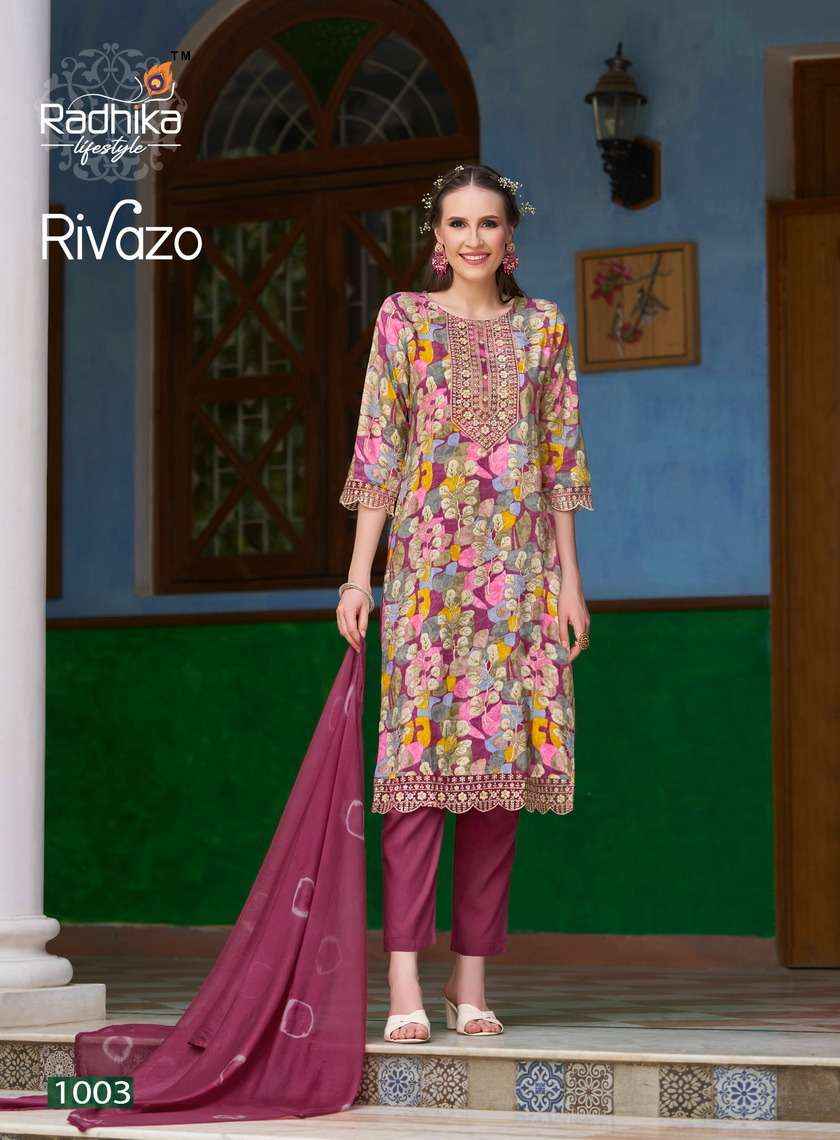 RADHIKA LIFESTYLE RIVAZO VOL 1 RAYON DESIGNER KURTI COMBO SET ( 6 PCS CATALOG )