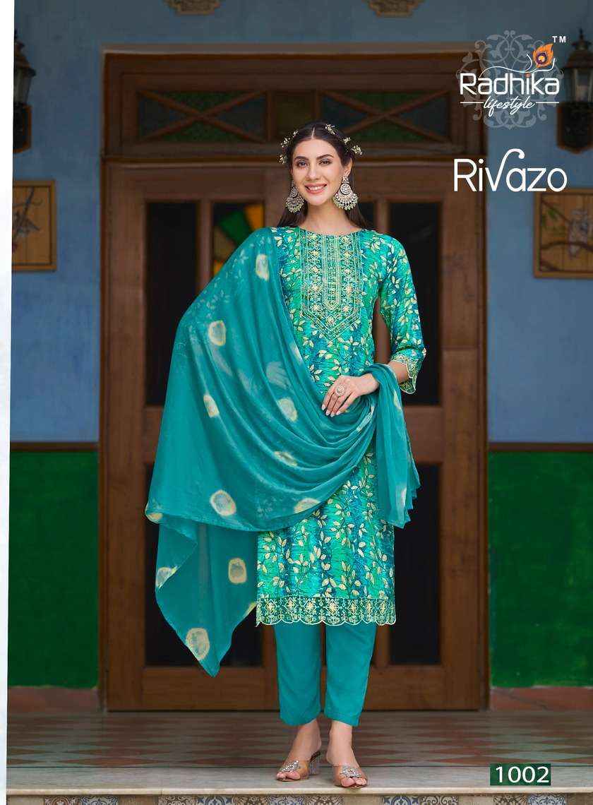 RADHIKA LIFESTYLE RIVAZO VOL 1 RAYON DESIGNER KURTI COMBO SET ( 6 PCS CATALOG )