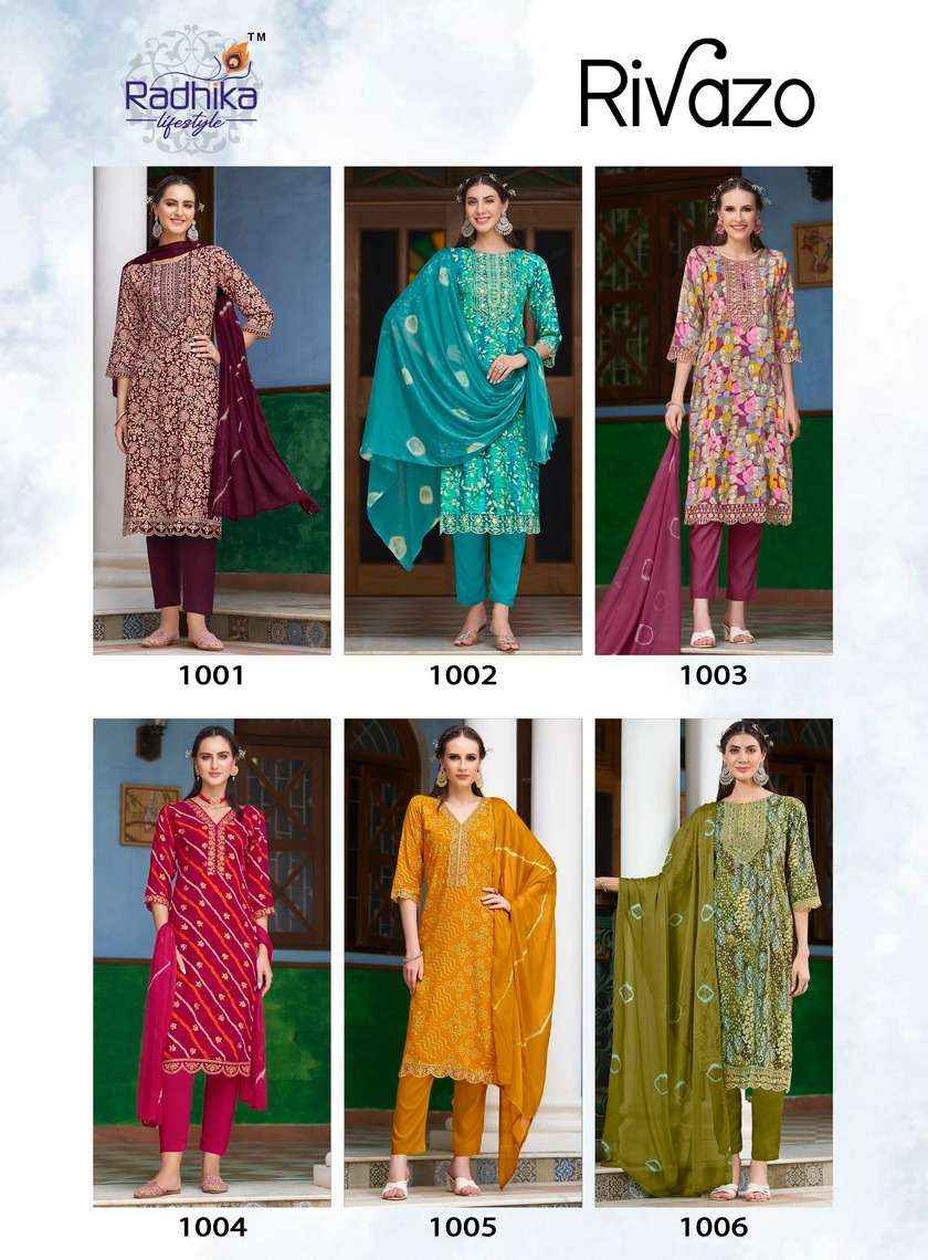 RADHIKA LIFESTYLE RIVAZO VOL 1 RAYON DESIGNER KURTI COMBO SET ( 6 PCS CATALOG )