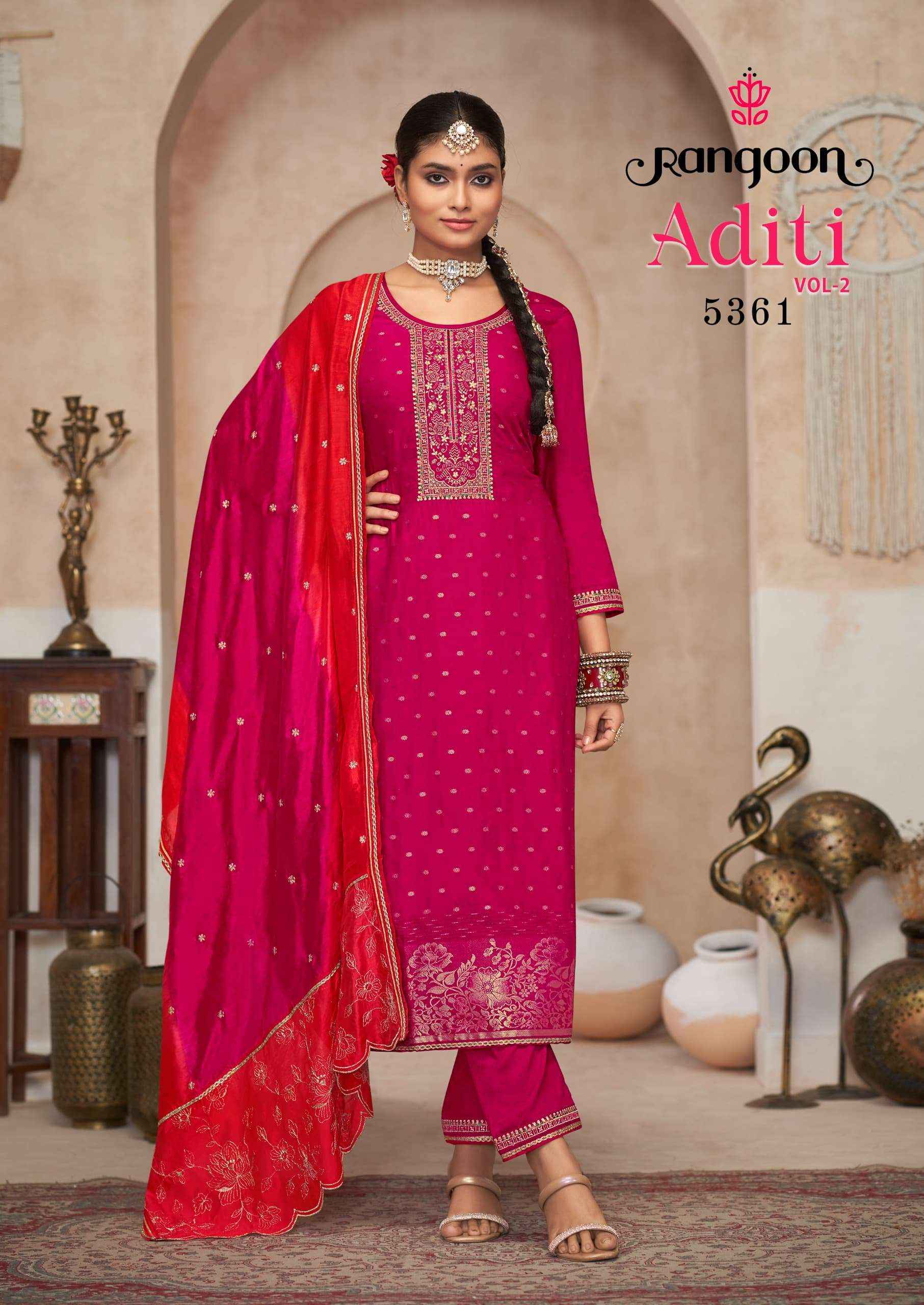 RANGOON ADITI VOL 2 VISCOSE JACQUARD DESIGNER KURTI COMBO SET ( 4 PCS CATALOG )