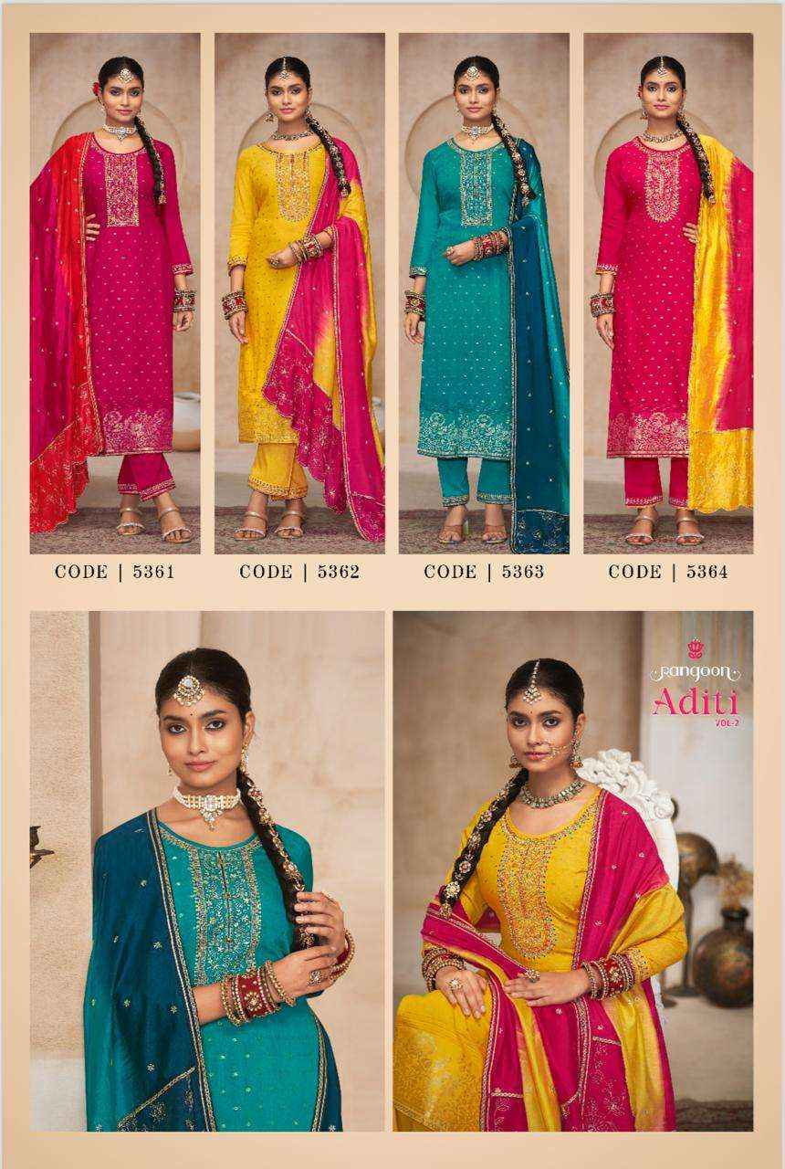 RANGOON ADITI VOL 2 VISCOSE JACQUARD DESIGNER KURTI COMBO SET ( 4 PCS CATALOG )