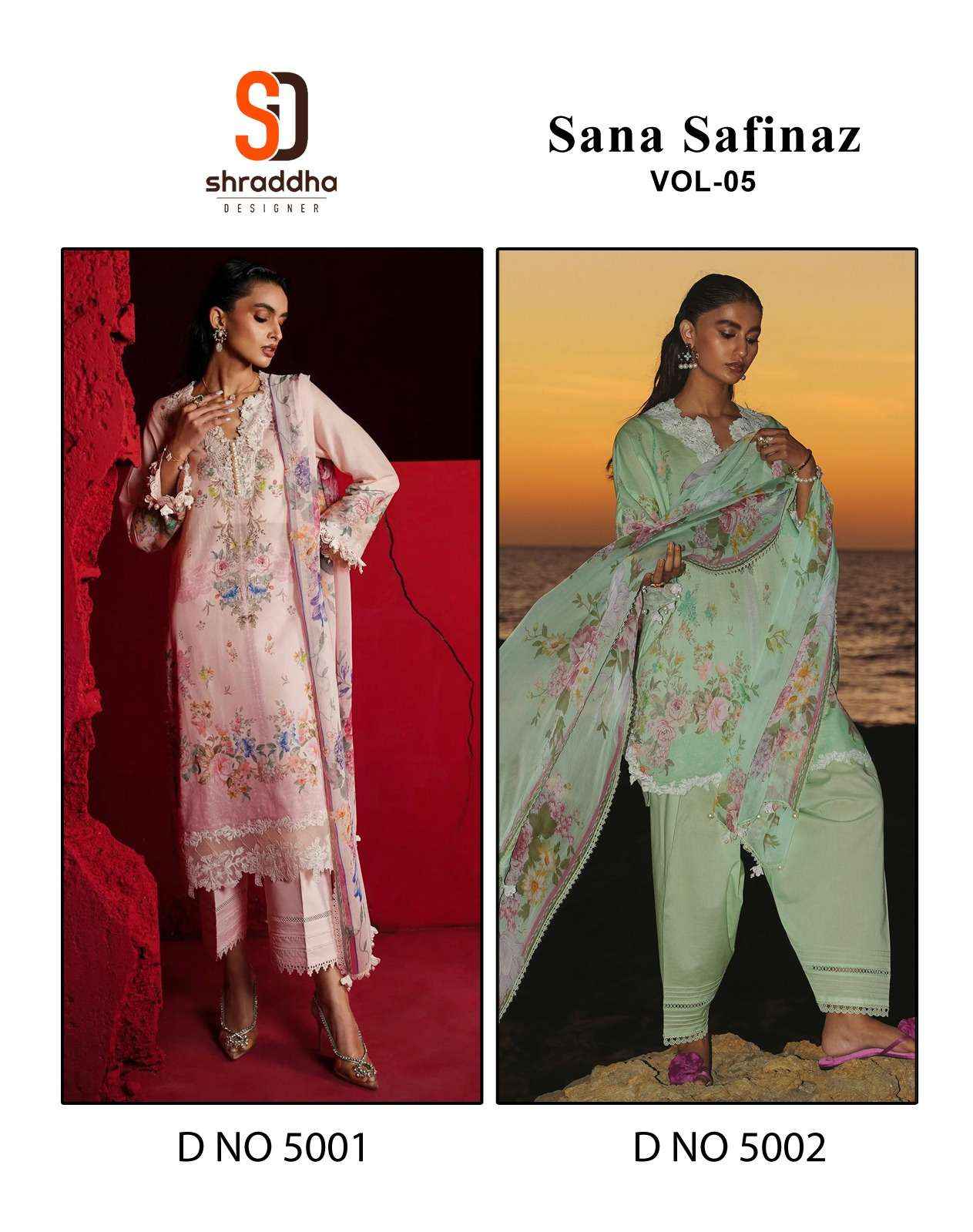 SHARADDHA DESIGNER SANA SAFINAZ VOL 5 LAWN COTTON SALWAR SUITS ( 2 pcs set )