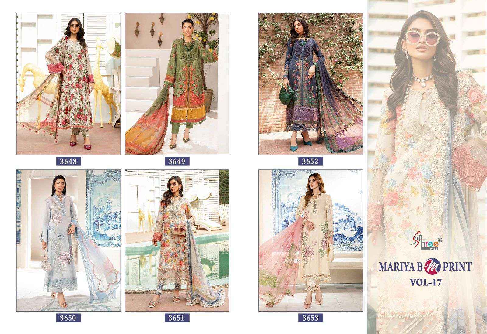 SHREE FABS MARIYA B M PRINT VOL 17 COTTON PAKISTANI SUIT ( 6 PCS CATALOG )