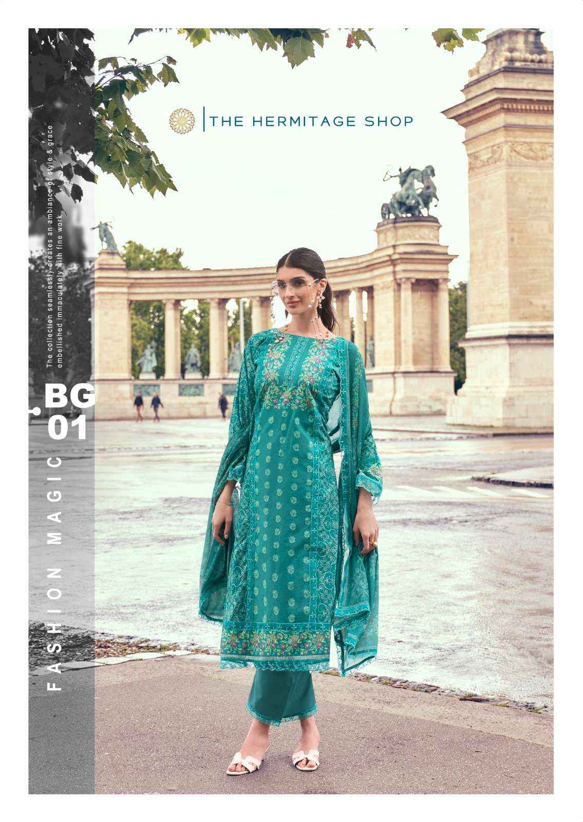 THE HERMITAGE SHOP BAGH LAWN COTTON CHIKANKARI SALWAR KAMEEZ ( 6 pcs CATALOG )