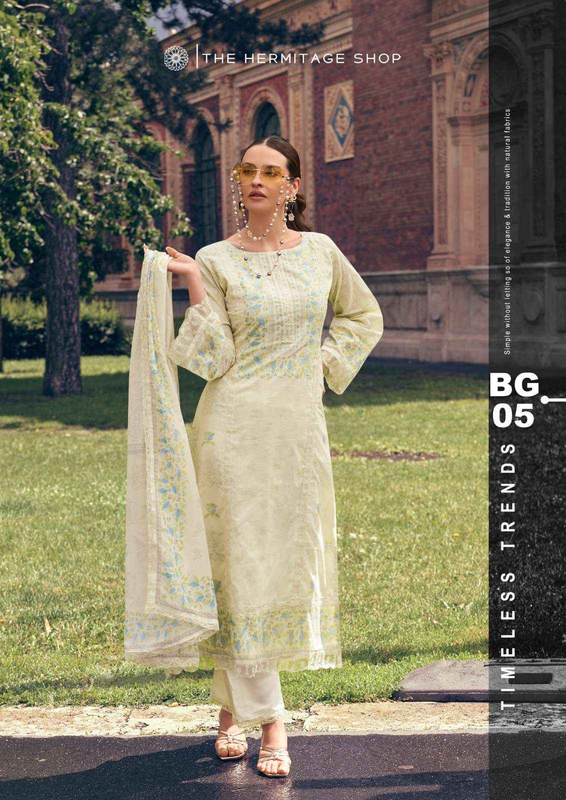 THE HERMITAGE SHOP BAGH LAWN COTTON CHIKANKARI SALWAR KAMEEZ ( 6 pcs CATALOG )