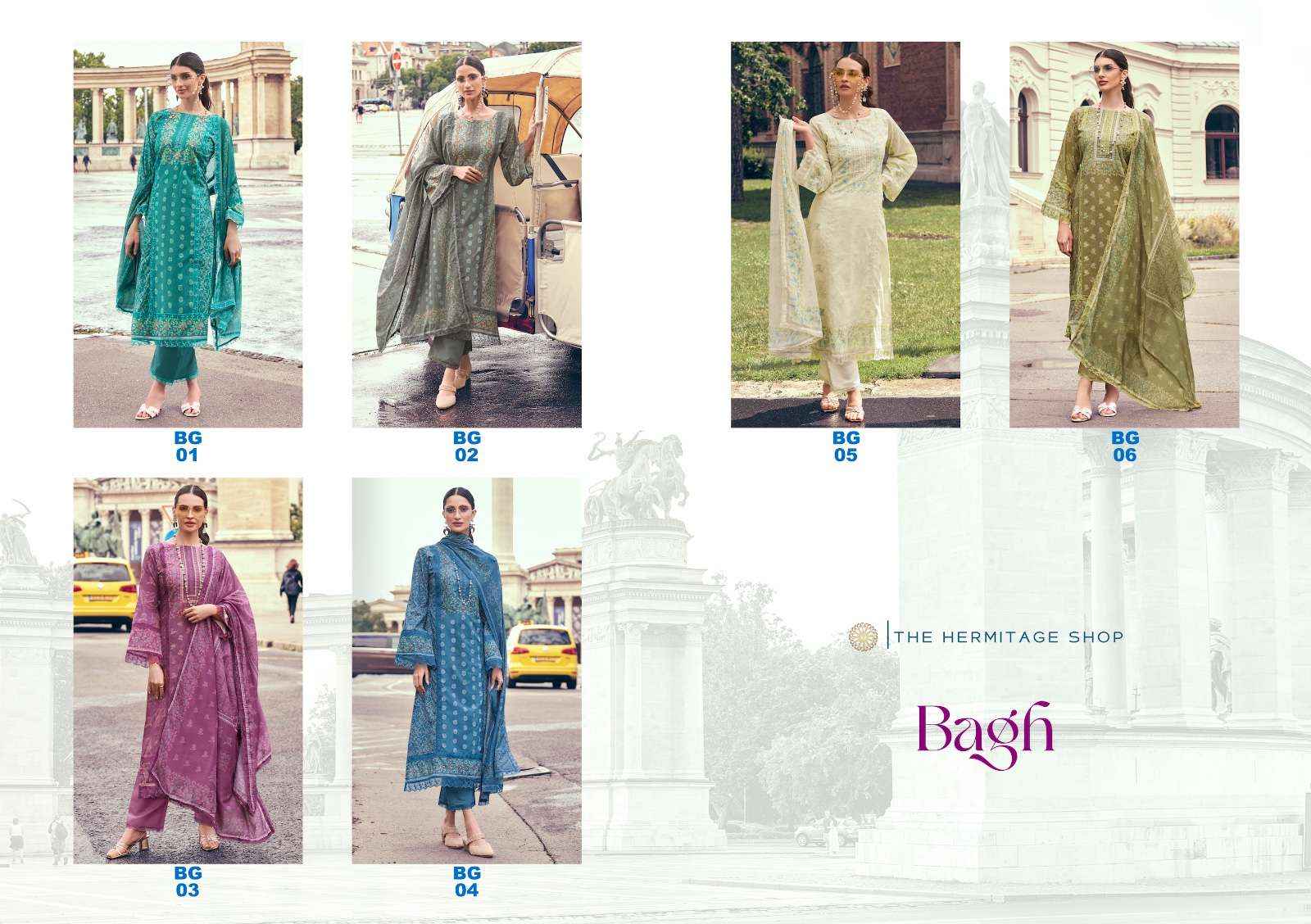 THE HERMITAGE SHOP BAGH LAWN COTTON CHIKANKARI SALWAR KAMEEZ ( 6 pcs CATALOG )