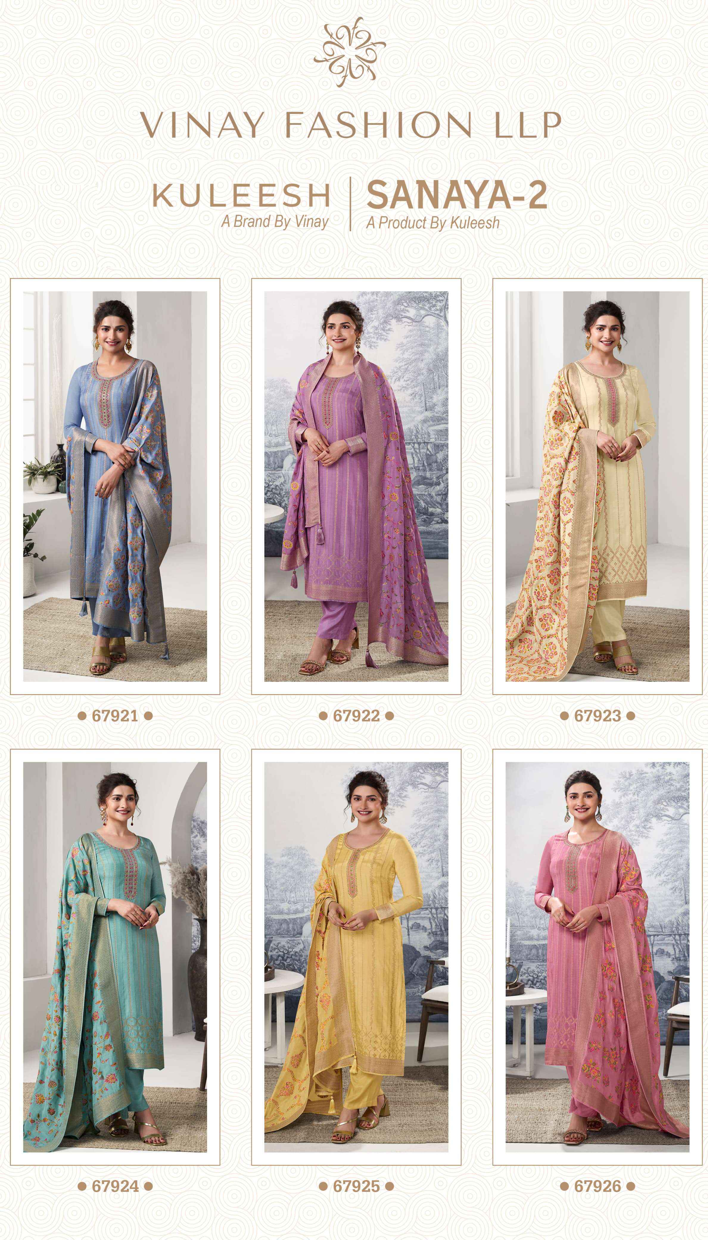 VINAY FASHION KULEESH SANAYA VOL 2 JACQUARD DESIGNER SUIT ( 6 pcs catalog )