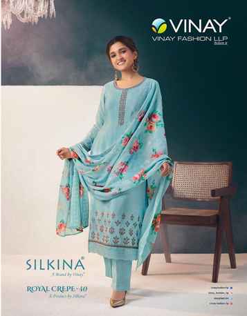 Vinay Fashion Silkina Royal Crape 40 Crape Exclusive Look Salwar Suit ( 8  Pcs Catalog )