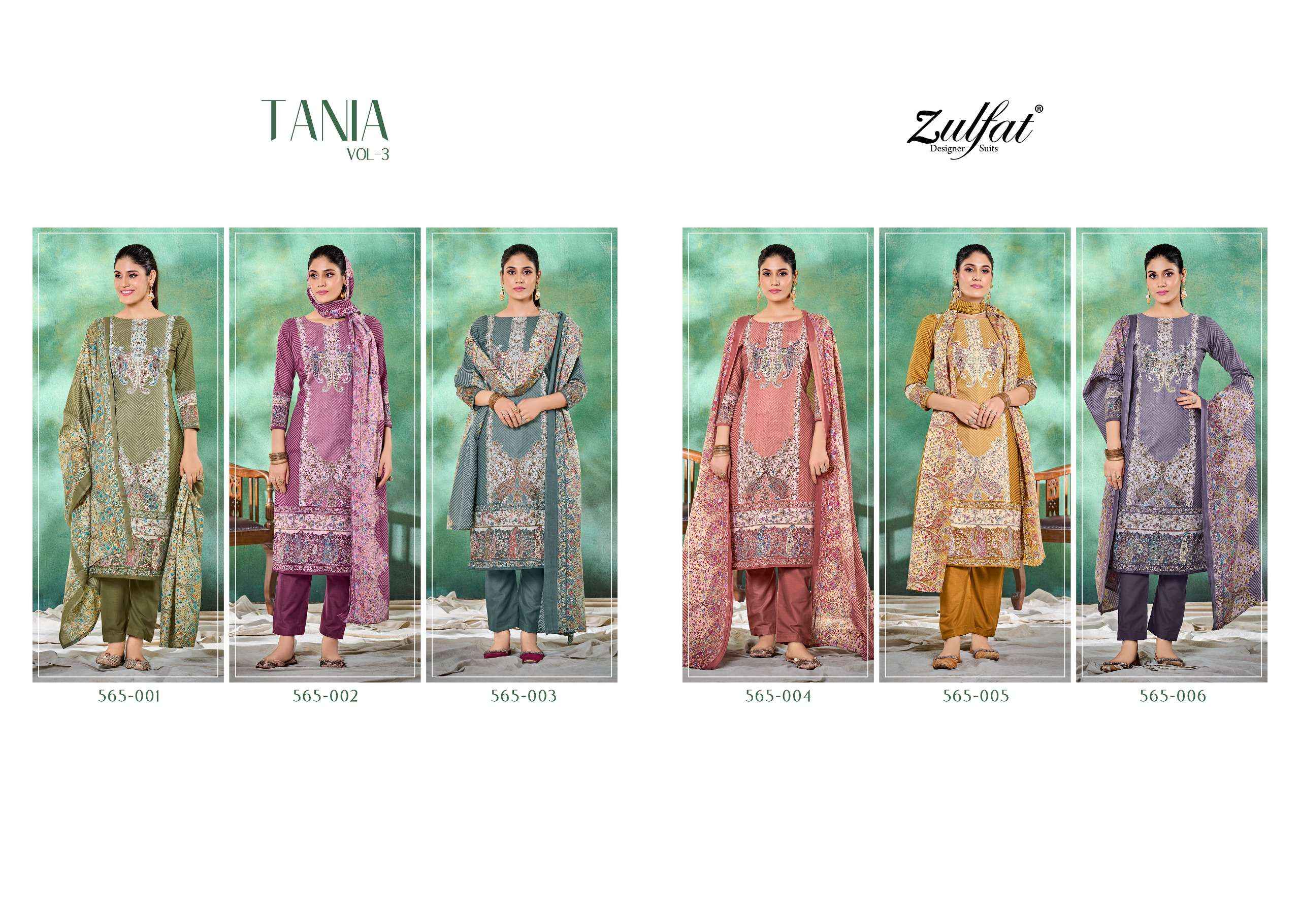 ZULFAT DESIGNER TANIA VOL 3 COTTON SALWAR SUIT ( 6 PCS CATALOG )