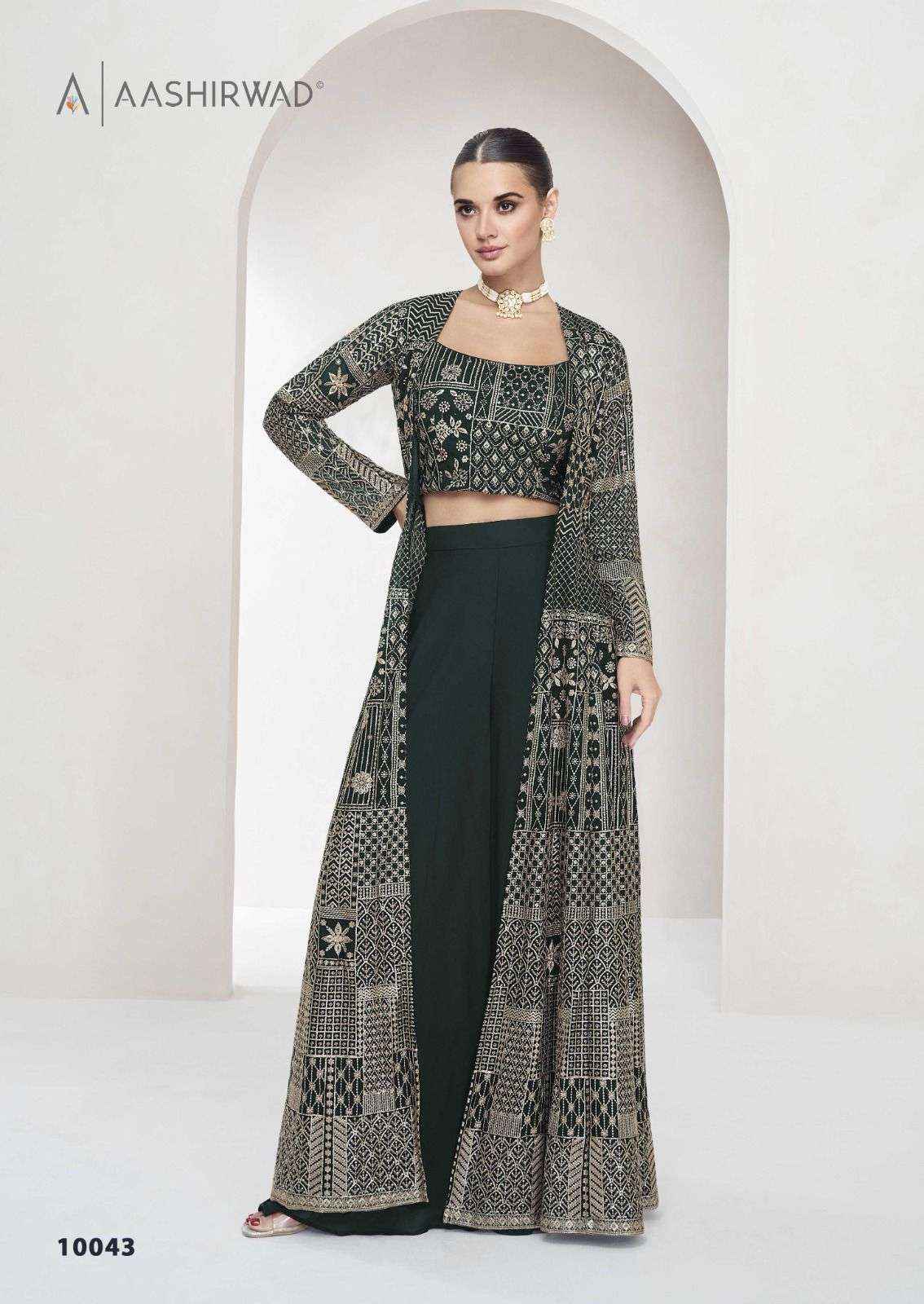 AASHIRWAD CREATION NITYA HEAVY DESIGNER TOP PLAZZO WITH LONG JACKET ( 4 PCS CATALOG )