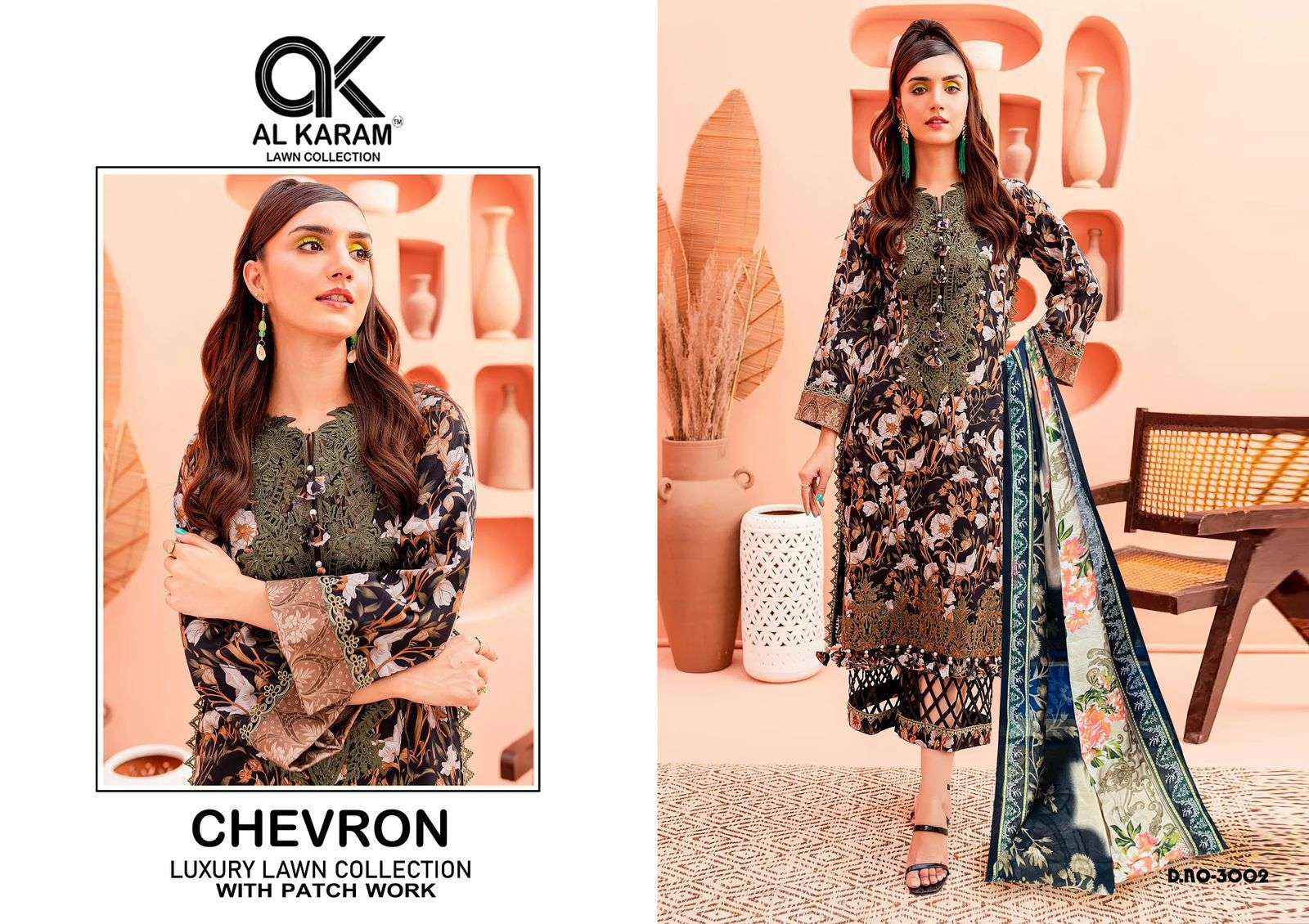 AL KARAM CHEVRON LUXURY LAWN COLLECITON VOL 3 COTTON PAKISTANI SUIT ( 4 PCS CATALOG )