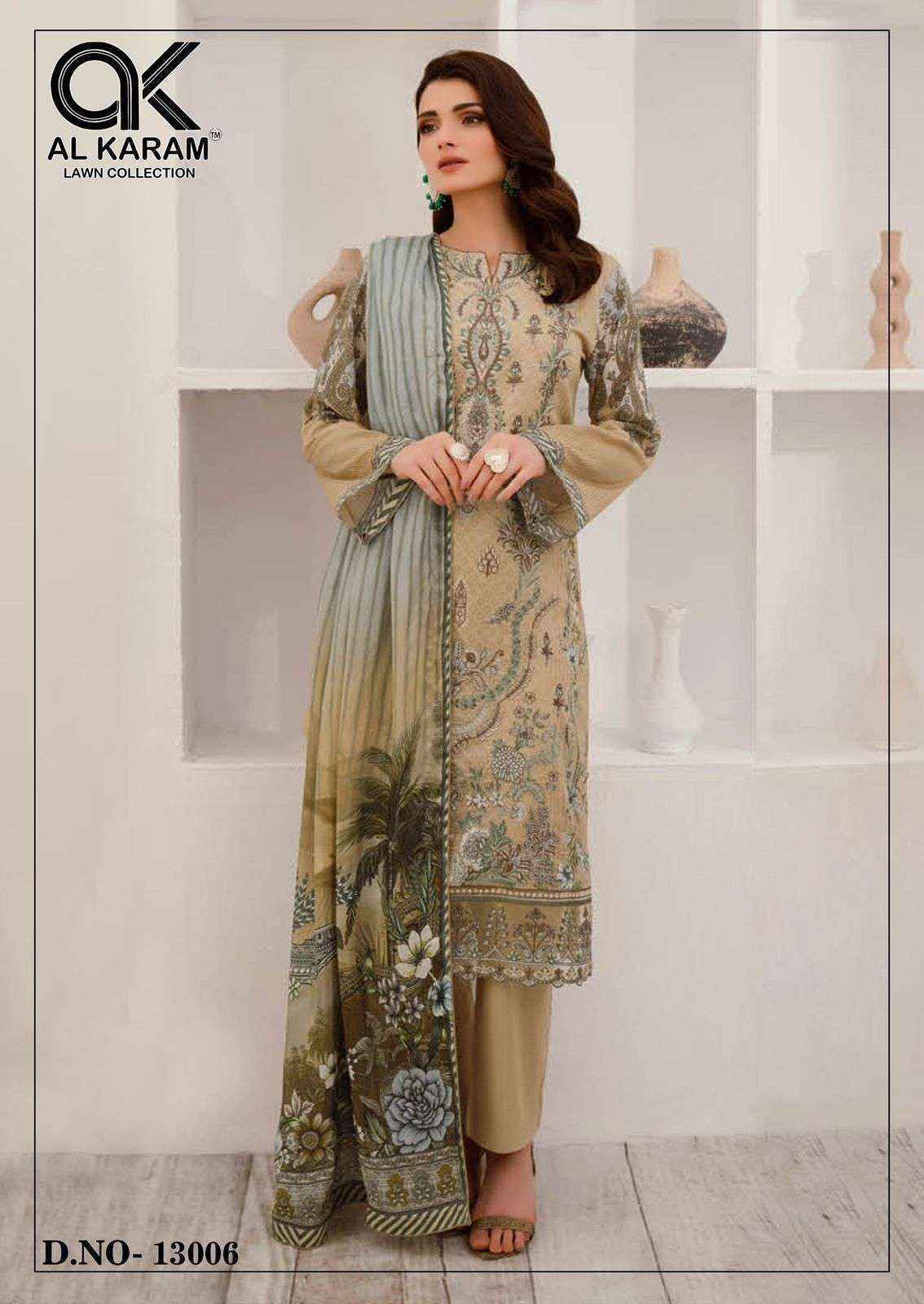 Al Karam Kesariya Magic In Print Vol 13 Cotton Dress Material ( 6 pcs Catalogue )