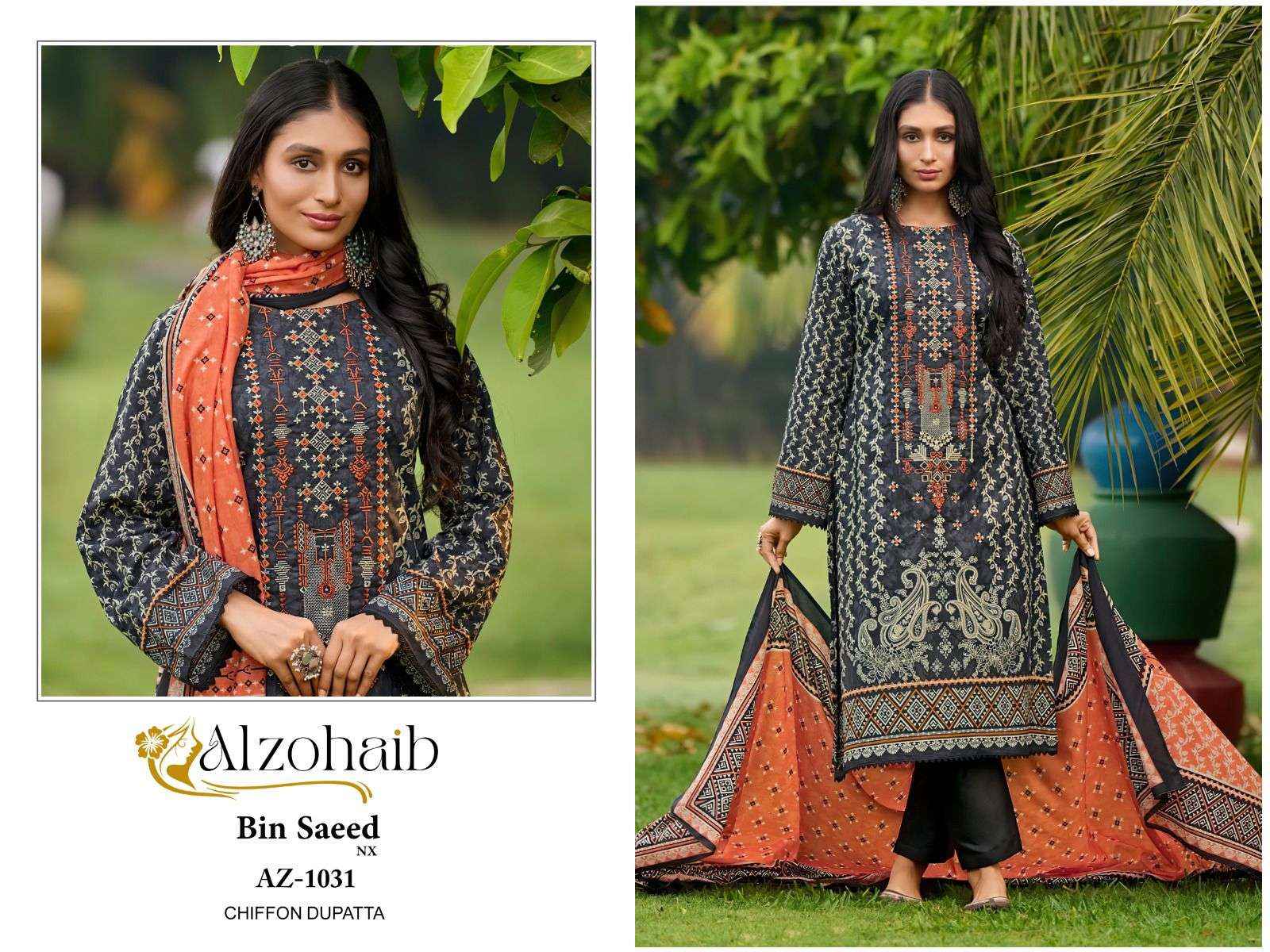 AL ZOHAIB BIN SAEED NX COTTON FANCY EMBROIDERY SUIT ( 4 PCS CATALOG )