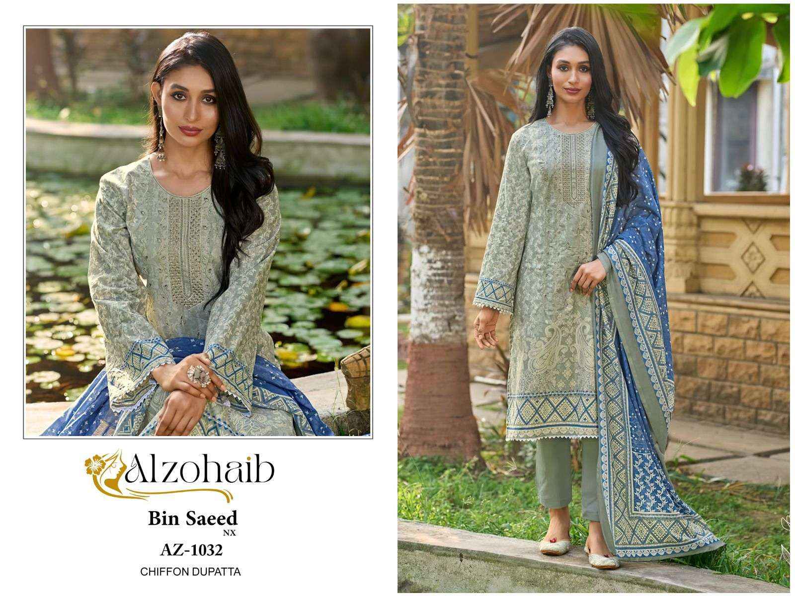 AL ZOHAIB BIN SAEED NX COTTON FANCY EMBROIDERY SUIT ( 4 PCS CATALOG )